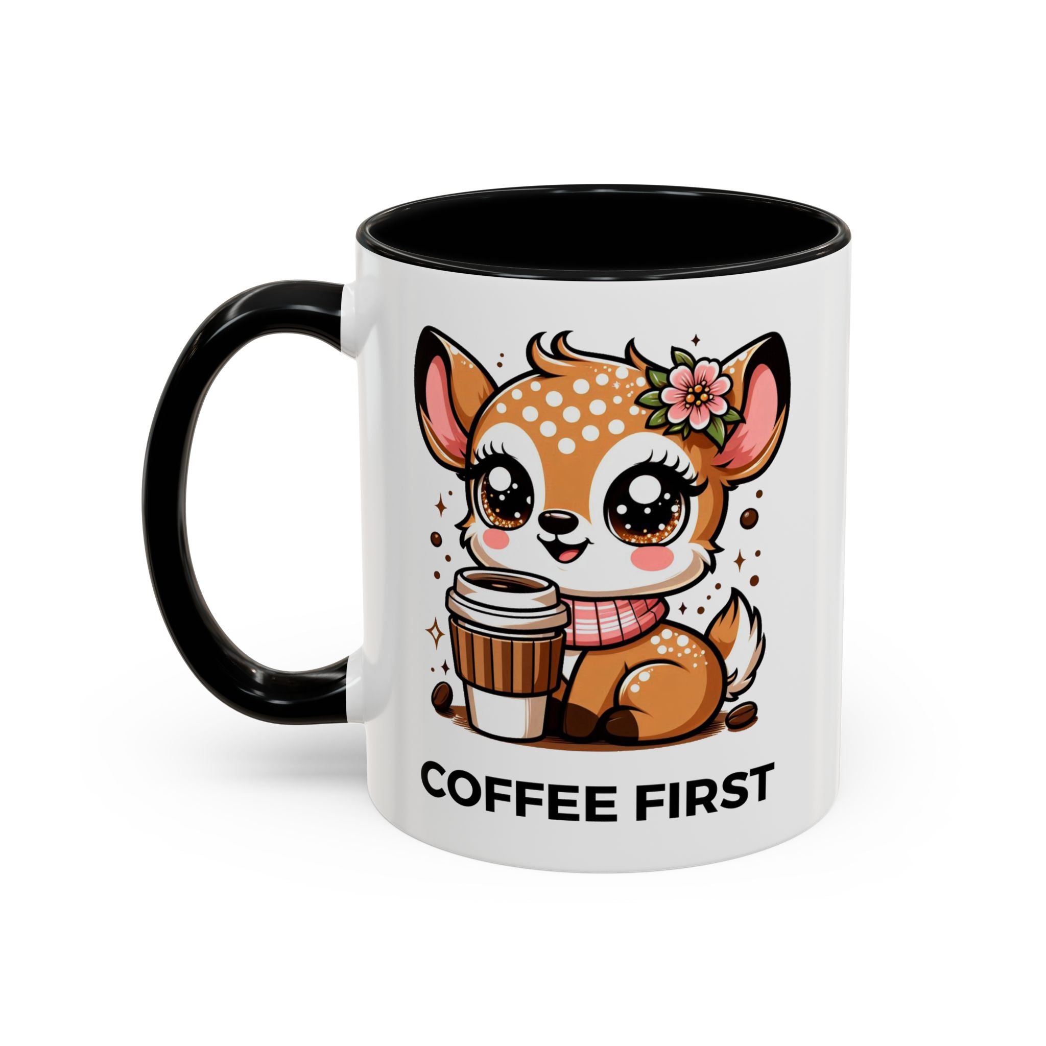 Cute Coffee Mug, Coffee First, Animal Lover Gift, Kawaii Mug, Adorable Animal Coffee Cup