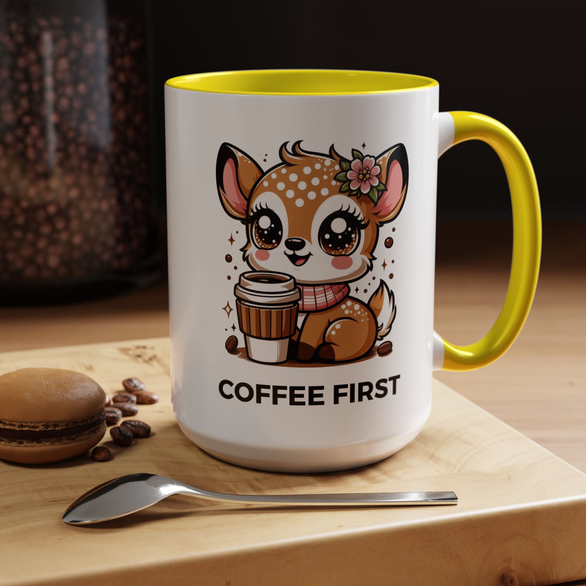 Cute Coffee Mug, Coffee First, Animal Lover Gift, Kawaii Mug, Adorable Animal Coffee Cup