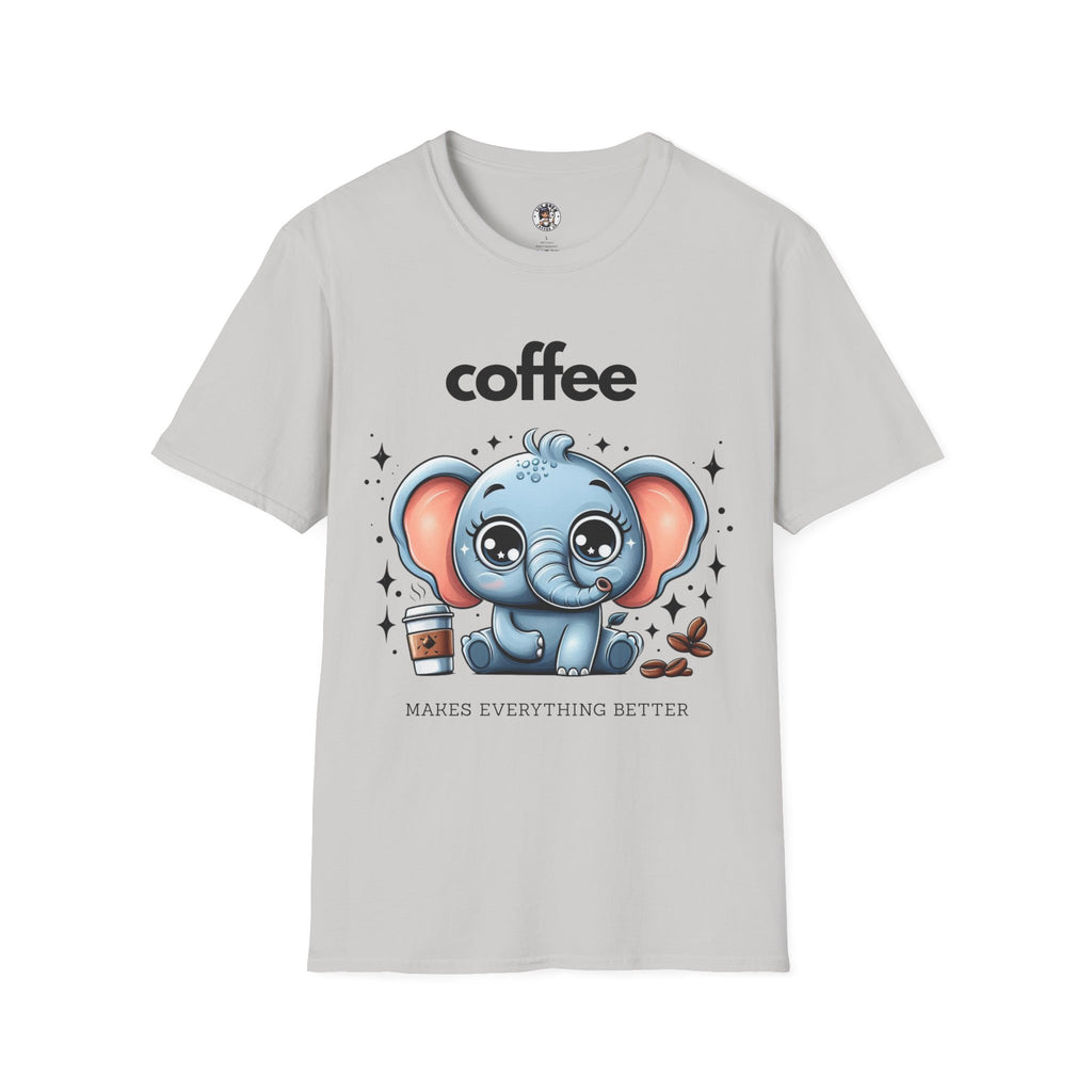 Coffee Makes Everything Better Cute Elephant Unisex Softstyle T-Shirt