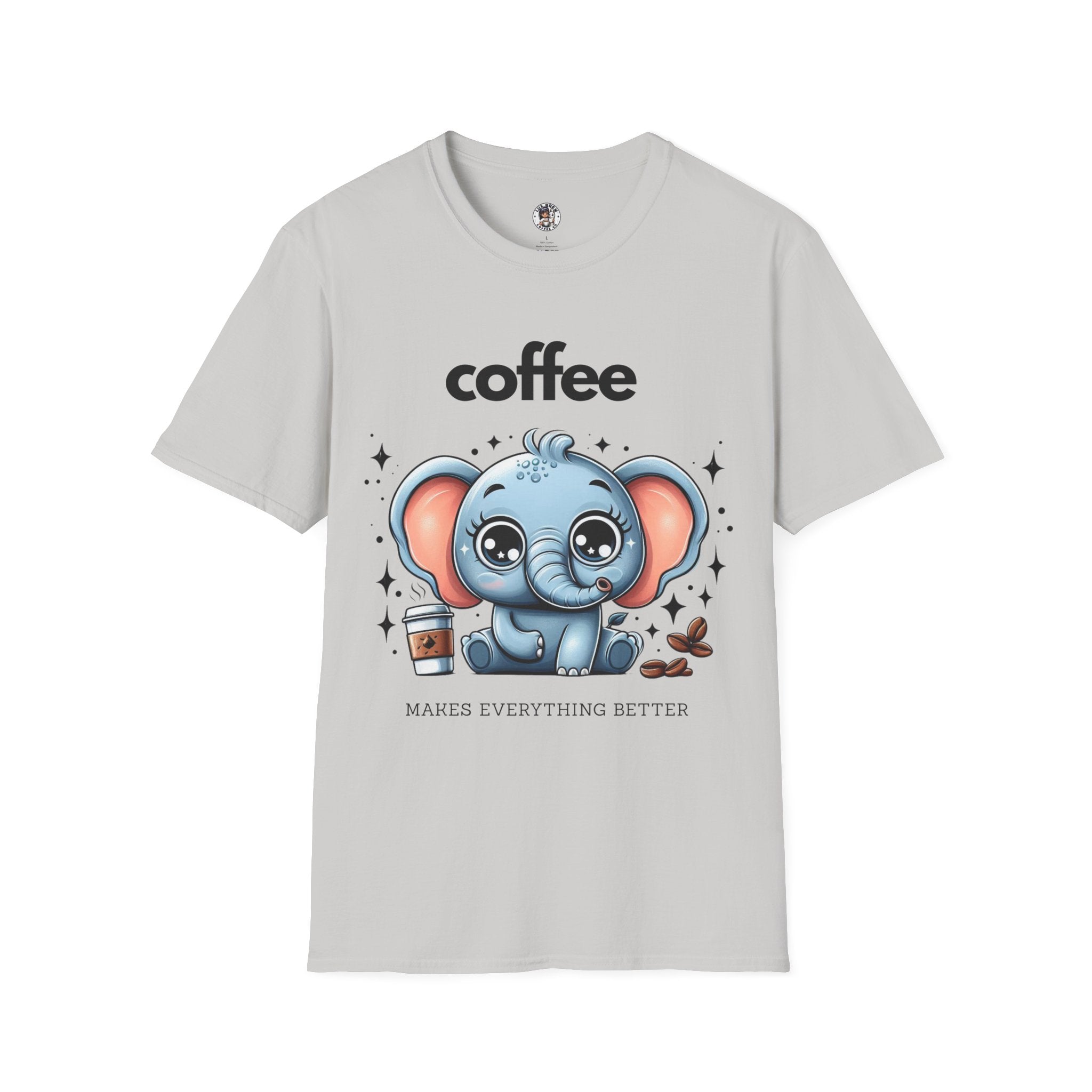 Coffee Makes Everything Better Cute Elephant Unisex Softstyle T-Shirt