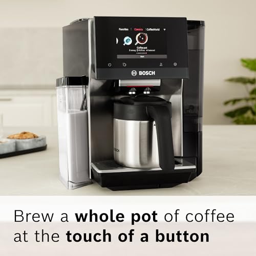 Bosch 800 Series Fully Automatic Espresso Machine – 36 Drinks with Coffee World, Cold Brew, Double Cup, Integrated Milk Container, Smart Features, in Silver TQU60307