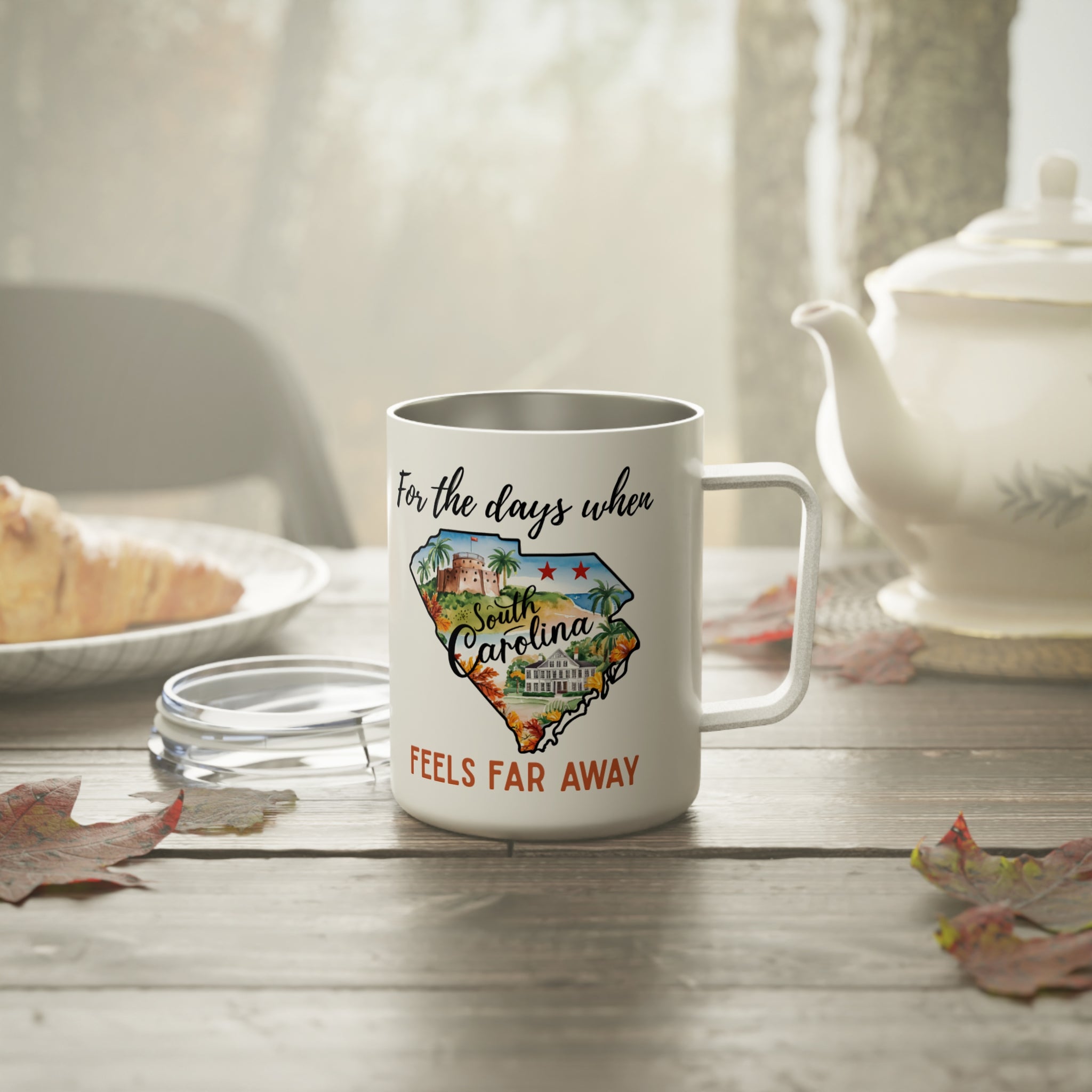 South Carolina feels far away Insulated Coffee Mug, Missing South Carolina Coffee tumbler, Homesick Mug