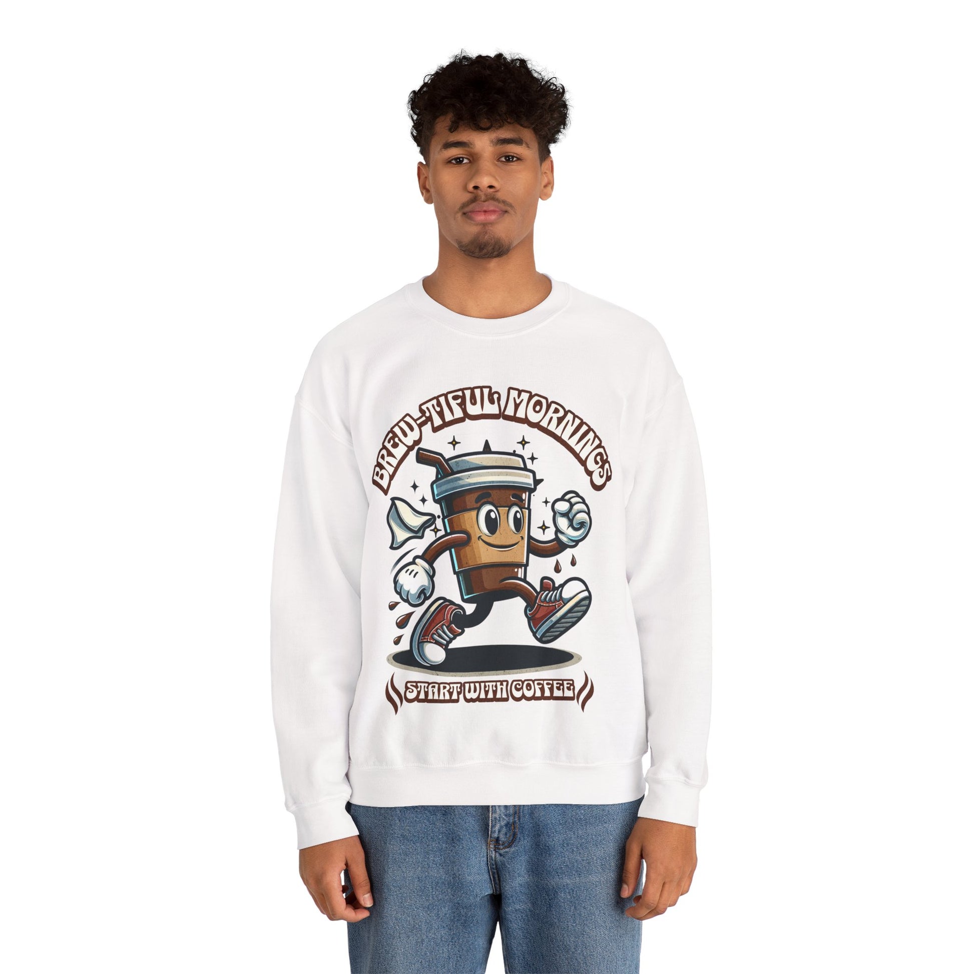 Brew-tiful Mornings start with Coffee Sweatshirt, Unisex Sweatshirt for Coffee Lovers