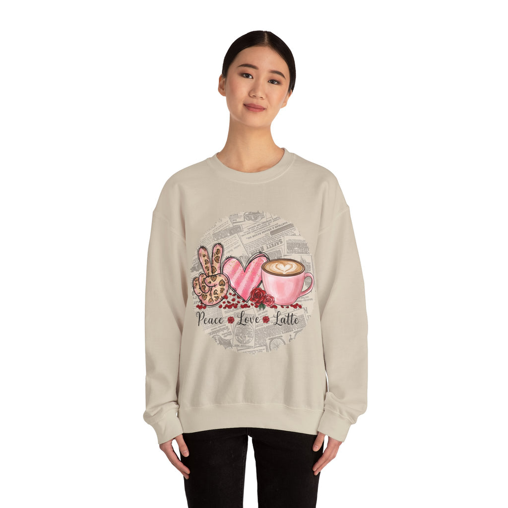 Peace Love Latte Crewneck Sweatshirt, Coffee Sweatshirt Love, Coffee Lovers Gift for Teacher, Coworker gift ideas, Sweatshirt for Coffee Lovers