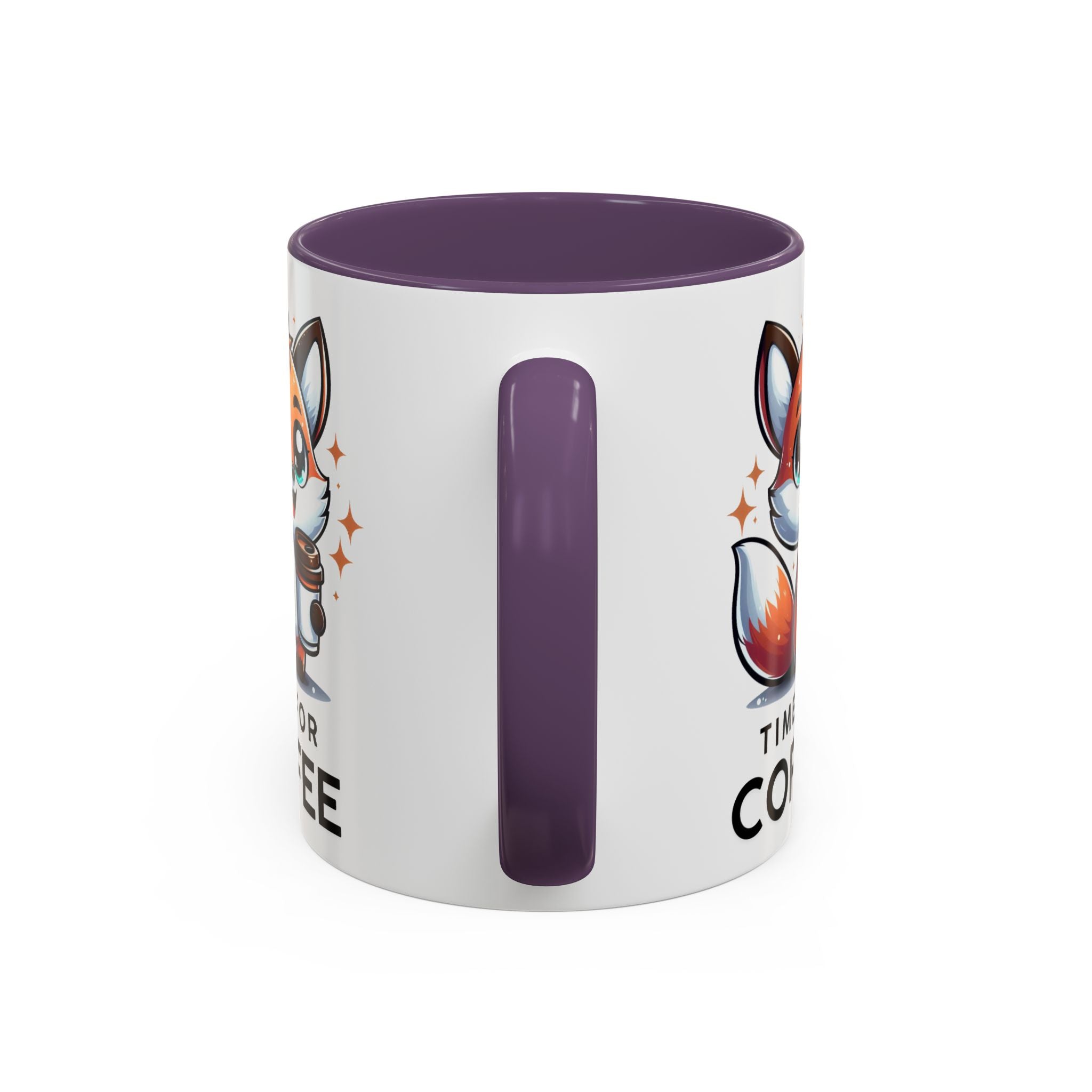 Cute Fox Coffee Mug - Time for Coffee, Animal Lover Gift, Fun Kitchenware, Personalize for Birthdays, Office Decor