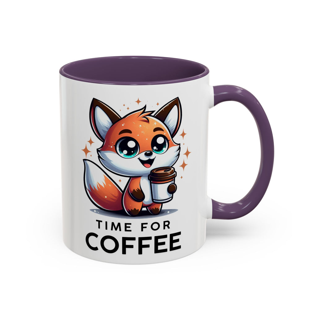 Cute Fox Coffee Mug - Time for Coffee, Animal Lover Gift, Fun Kitchenware, Personalize for Birthdays, Office Decor