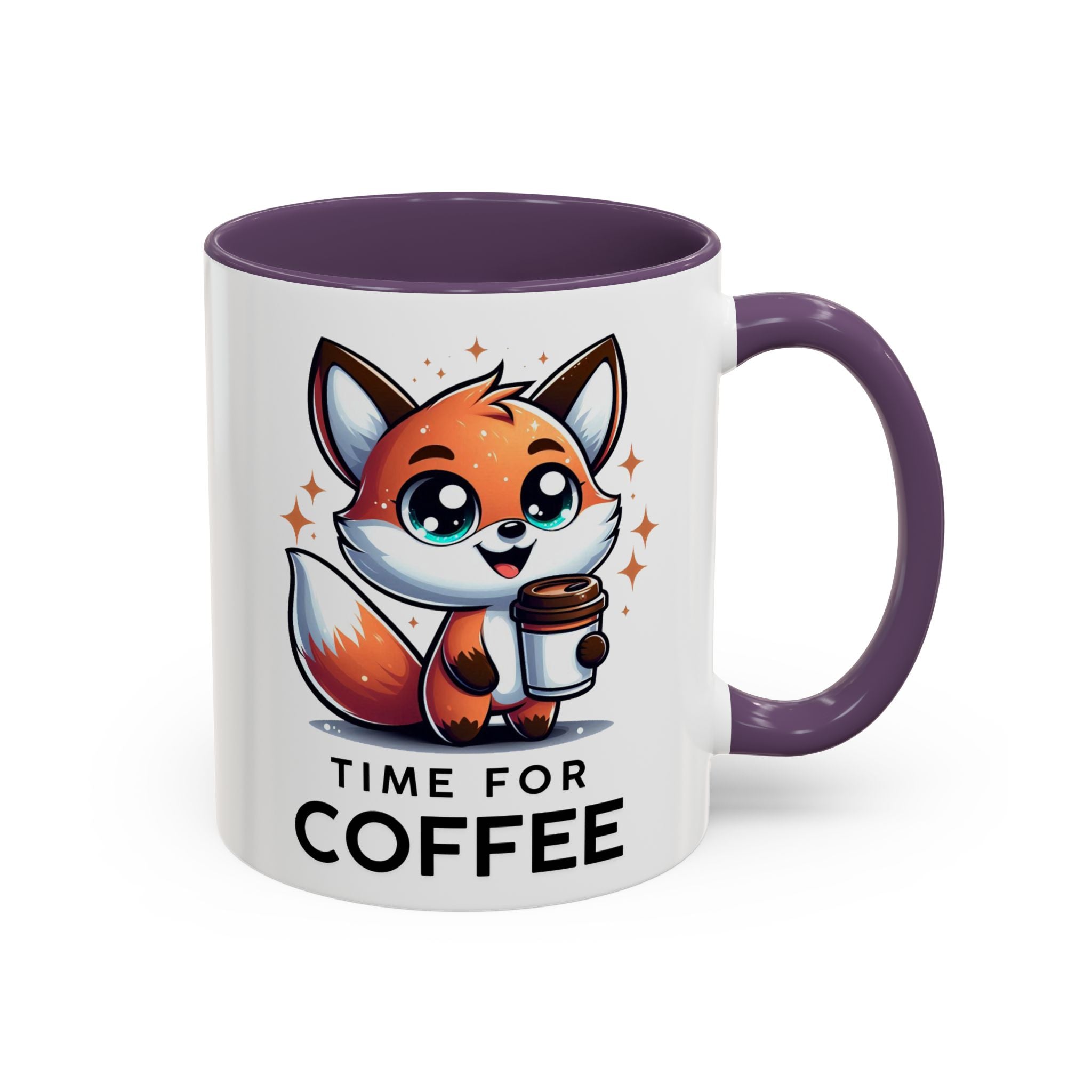 Cute Fox Coffee Mug - Time for Coffee, Animal Lover Gift, Fun Kitchenware, Personalize for Birthdays, Office Decor