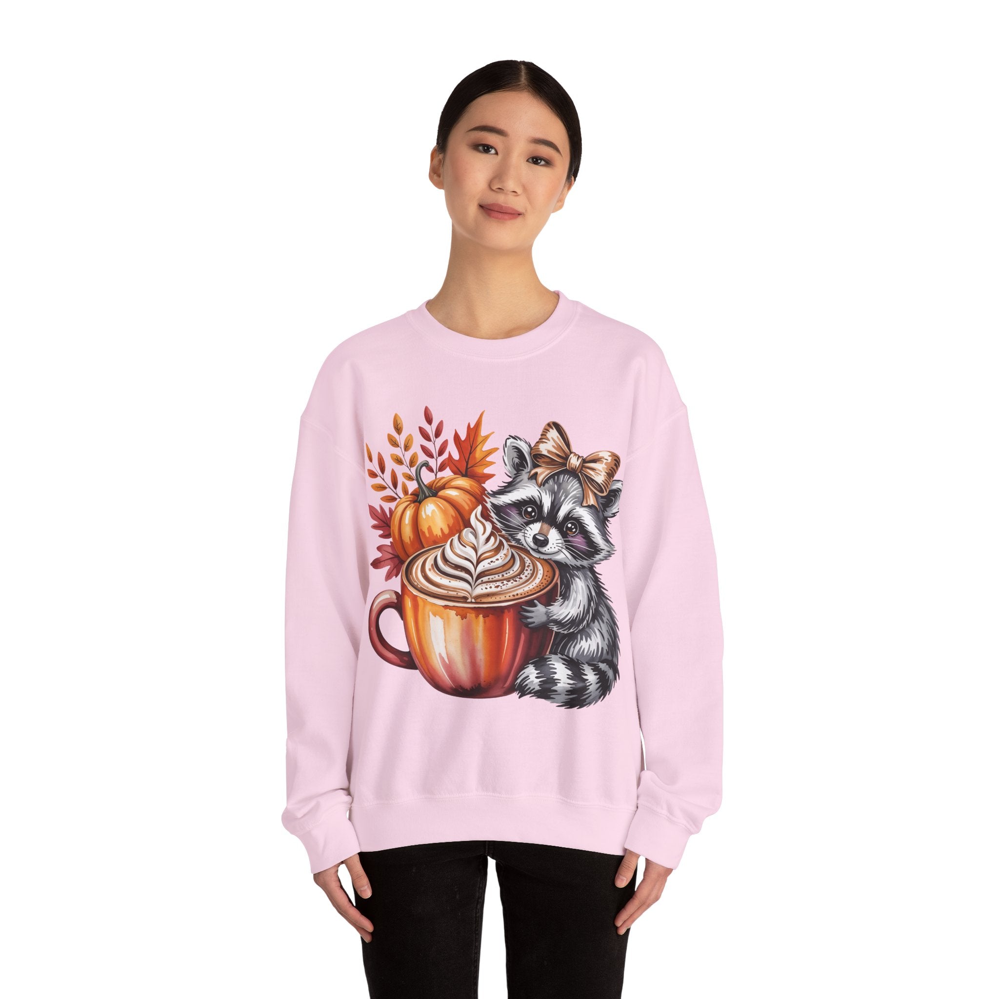 Cozy Raccoon Pumpkin Sweatshirt, Autumn Fashion, Fall Sweater, Cute Gift for Animal Lovers, Casual Layering Piece, Perfect for Thanksgiving
