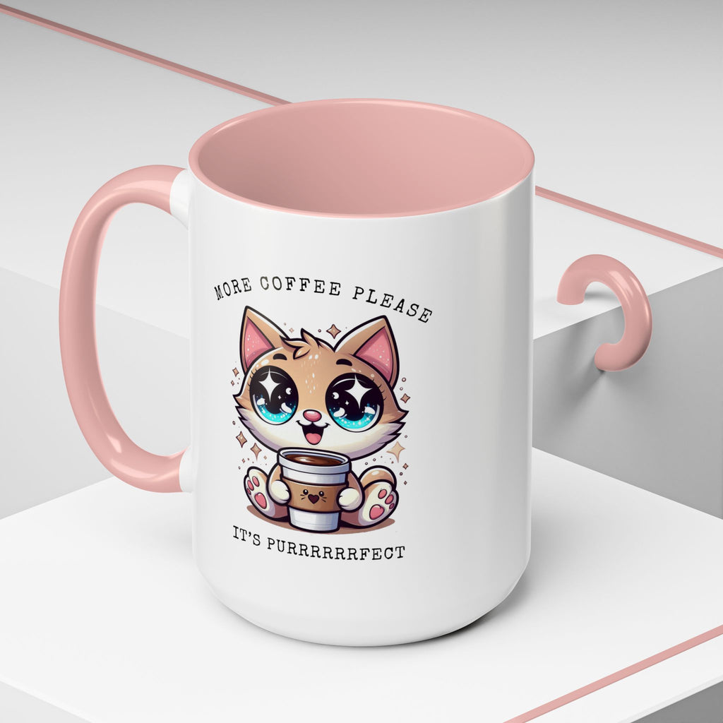 Cute Cat Coffee Mug - More Coffee Please, Adorable Gift for Cat Lovers, Fun Kitchen Decor, Perfect for Birthdays or Holidays