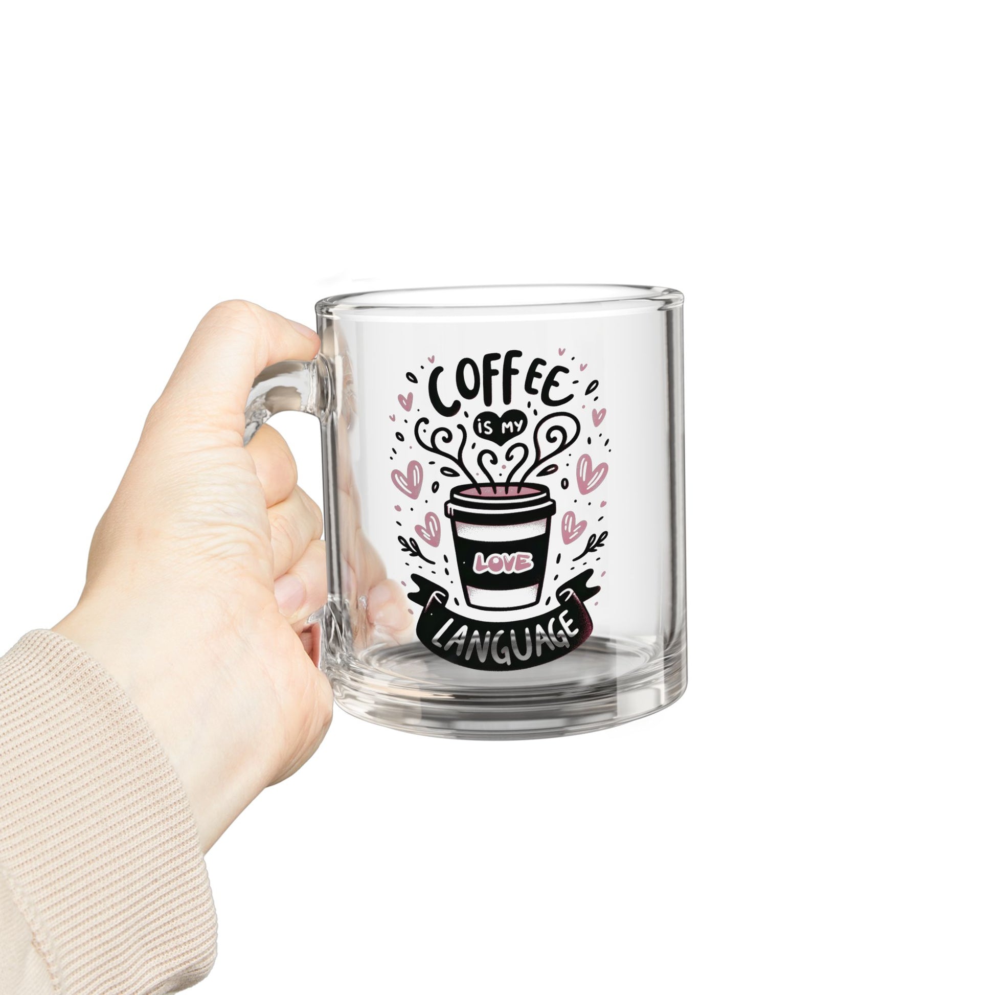 Coffee is my Love Language Coffee Mug, Romantic Coffee Mug, Coffee Lovers Gift, Heart Design Drinkware, Valentine's Day Coffee Lover's Mug