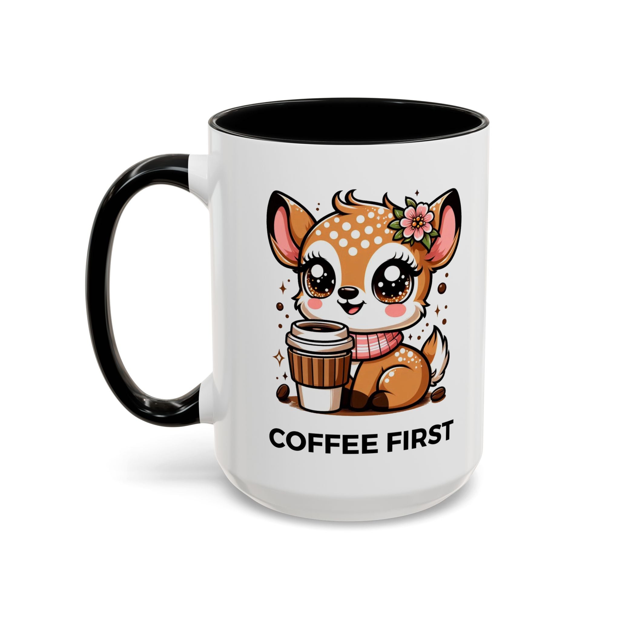Cute Coffee Mug, Coffee First, Animal Lover Gift, Kawaii Mug, Adorable Animal Coffee Cup
