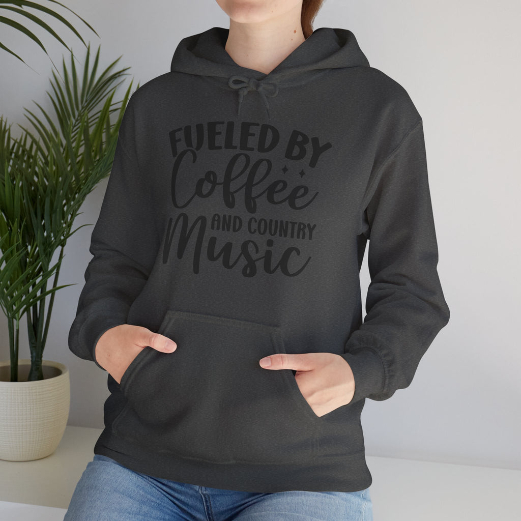 "Fueled by Coffee and Country Music" Cozy Pullover for Country Music Lovers, Unisex Hoodie for Coffee Lovers