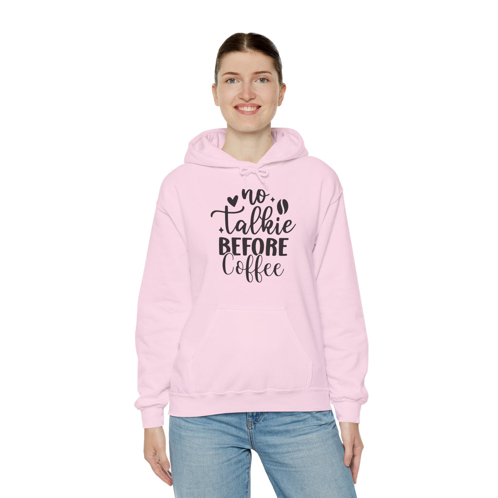 Hoodie - "No Talkie Before Coffee" Cozy Coffee Lover Pullover, Coffee Lovers Unisex Hoodie