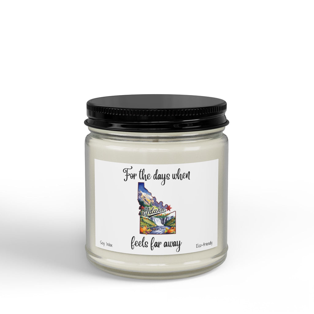 For the days when Idaho feels far away, Homesick Idaho Gift, State Candle, Idaho Souvenir, Scented Soy Candles Black Lid, Eco-friendly Gift