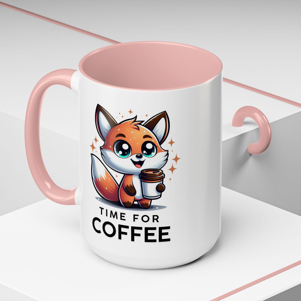 Cute Fox Coffee Mug - Time for Coffee, Animal Lover Gift, Fun Kitchenware, Personalize for Birthdays, Office Decor