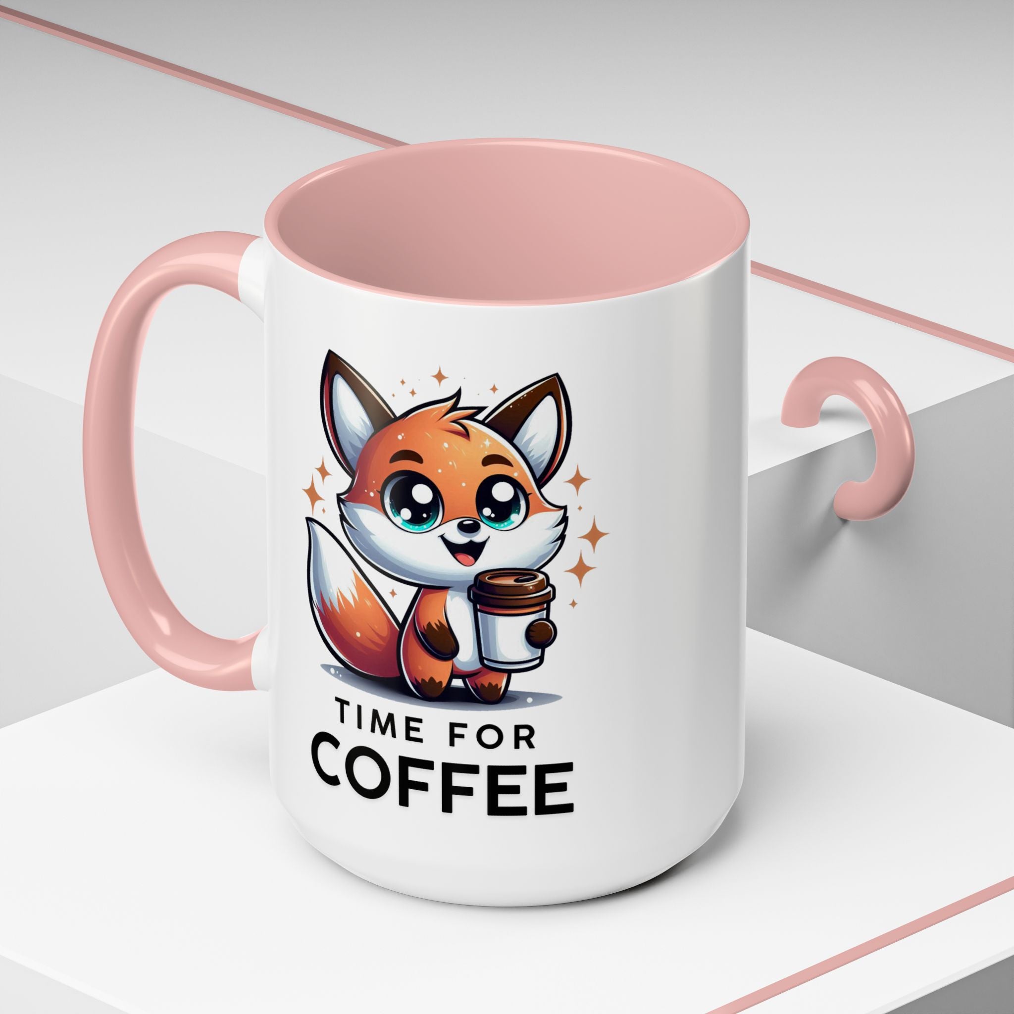 Cute Fox Coffee Mug - Time for Coffee, Animal Lover Gift, Fun Kitchenware, Personalize for Birthdays, Office Decor