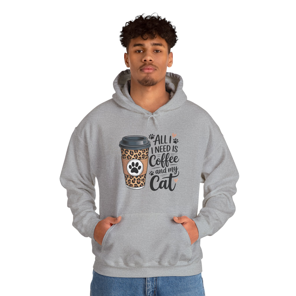 Coffee and Cat Lover Hoodie, All I need is Coffee and my cat Unisex Heavy Blend Sweatshirt