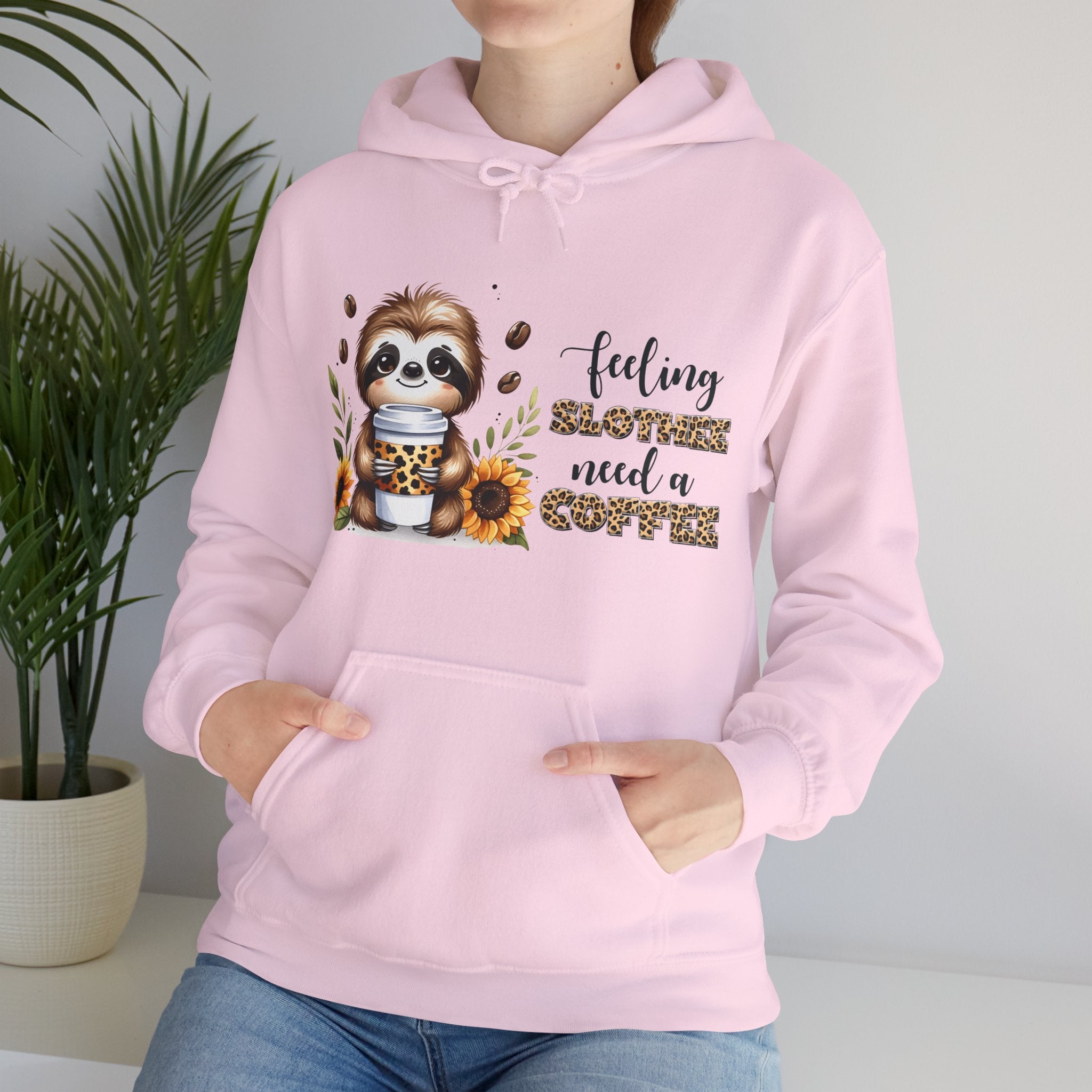 Cozy Sloth Coffee Hoodie, Feeling Slothee need a Coffee Hoodie, Coffee Lovers Hoodie