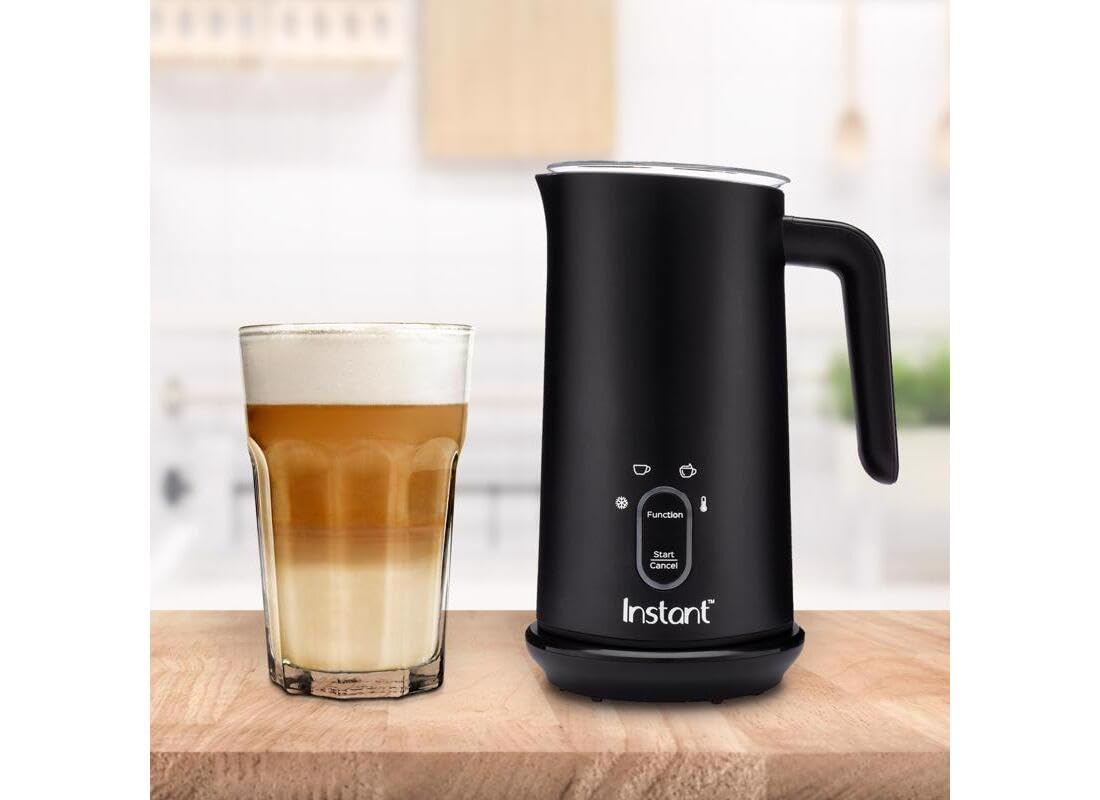 Instant Pot Milk Frother, 4-in-1 Electric Milk Steamer, 10oz/295ml Automatic Hot and Cold Foam Maker and Milk Warmer for Latte, Cappuccinos, Macchiato, From the Makers of Instant 500W, Black