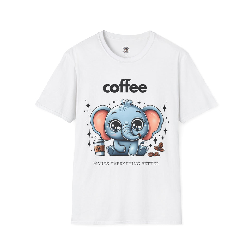 Coffee Makes Everything Better Cute Elephant Unisex Softstyle T-Shirt