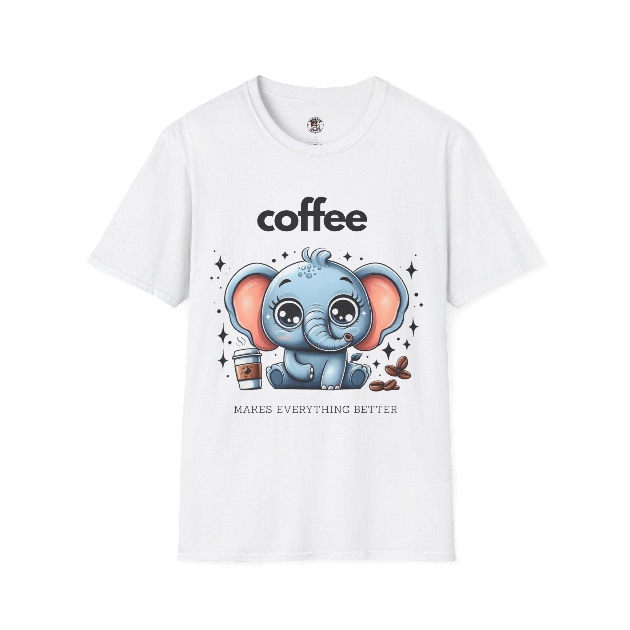 Coffee Makes Everything Better Cute Elephant Unisex Softstyle T-Shirt