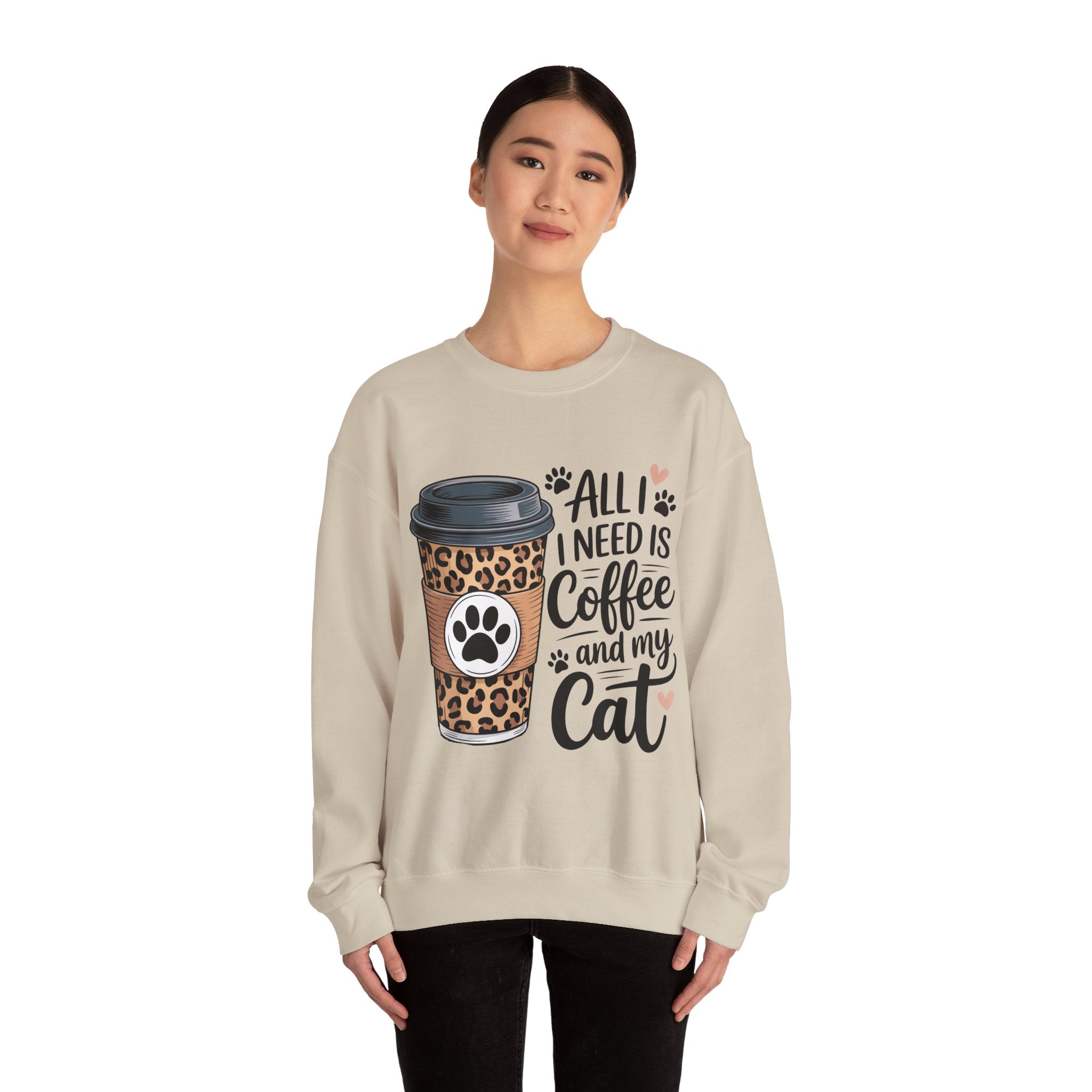 Coffee & Cat Lover Sweatshirt, Animal Lover Crewneck, All I need is Coffee and my cat Sweatshirt