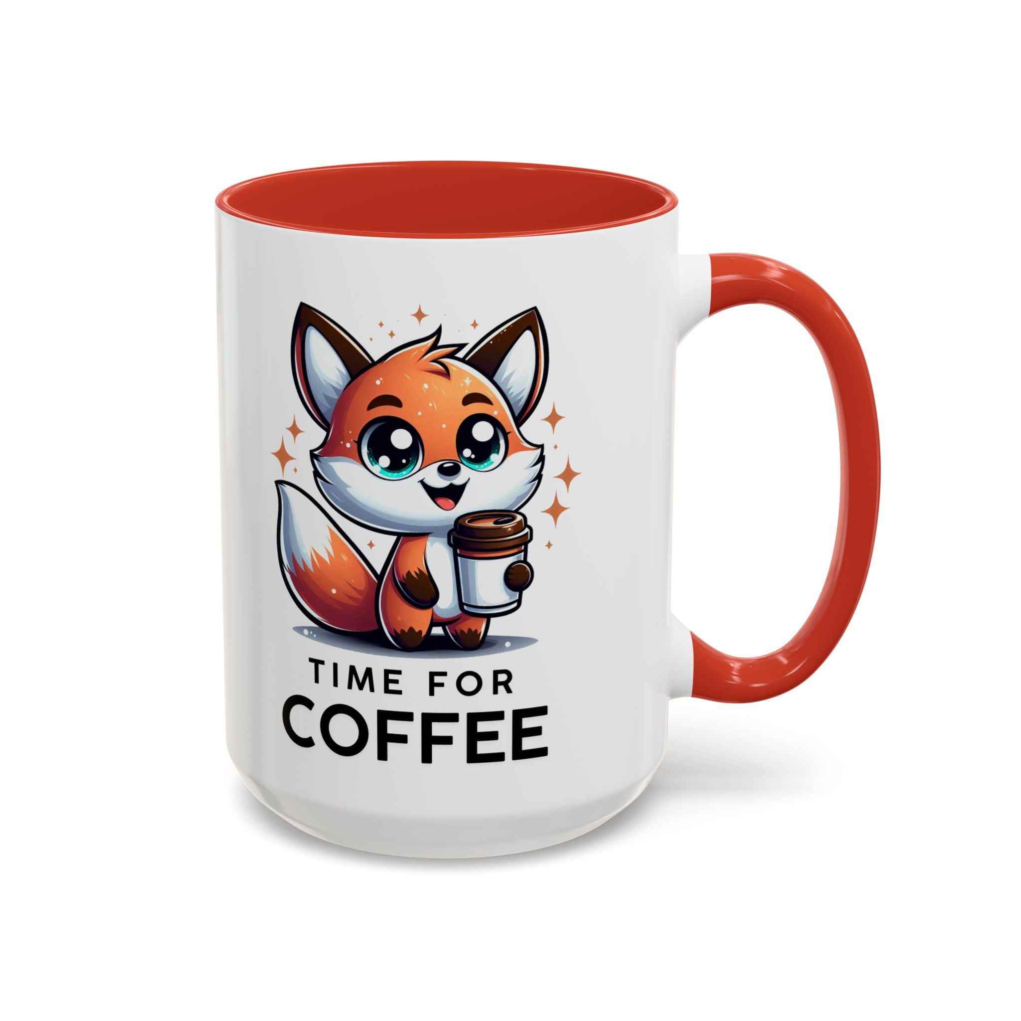 Cute Fox Coffee Mug - Time for Coffee, Animal Lover Gift, Fun Kitchenware, Personalize for Birthdays, Office Decor