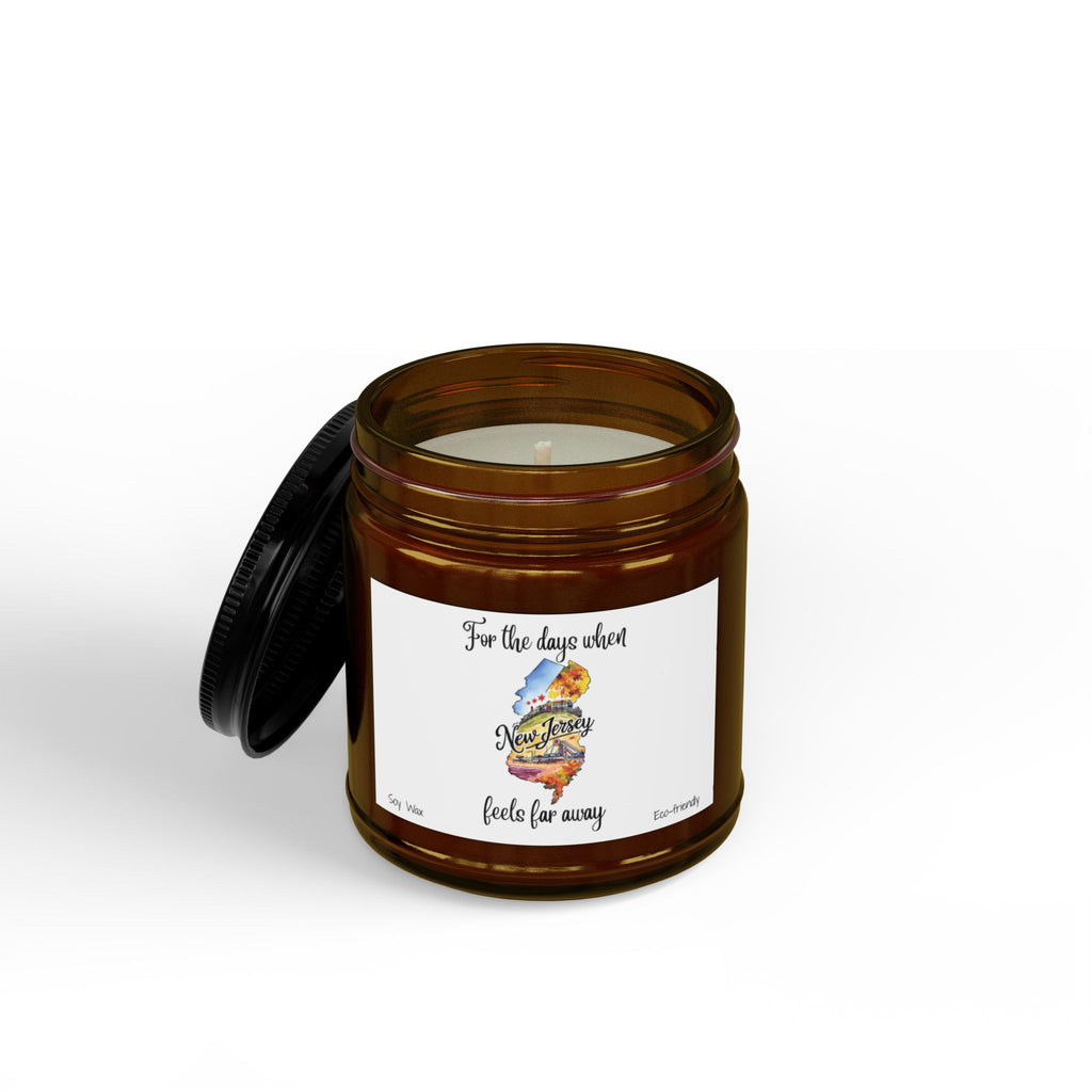 For the days when New Jersey feels far away, Homesick New Jersey Gift, State Candle, NJ Souvenir, Soy Candles Black Lid, Eco-friendly Gift