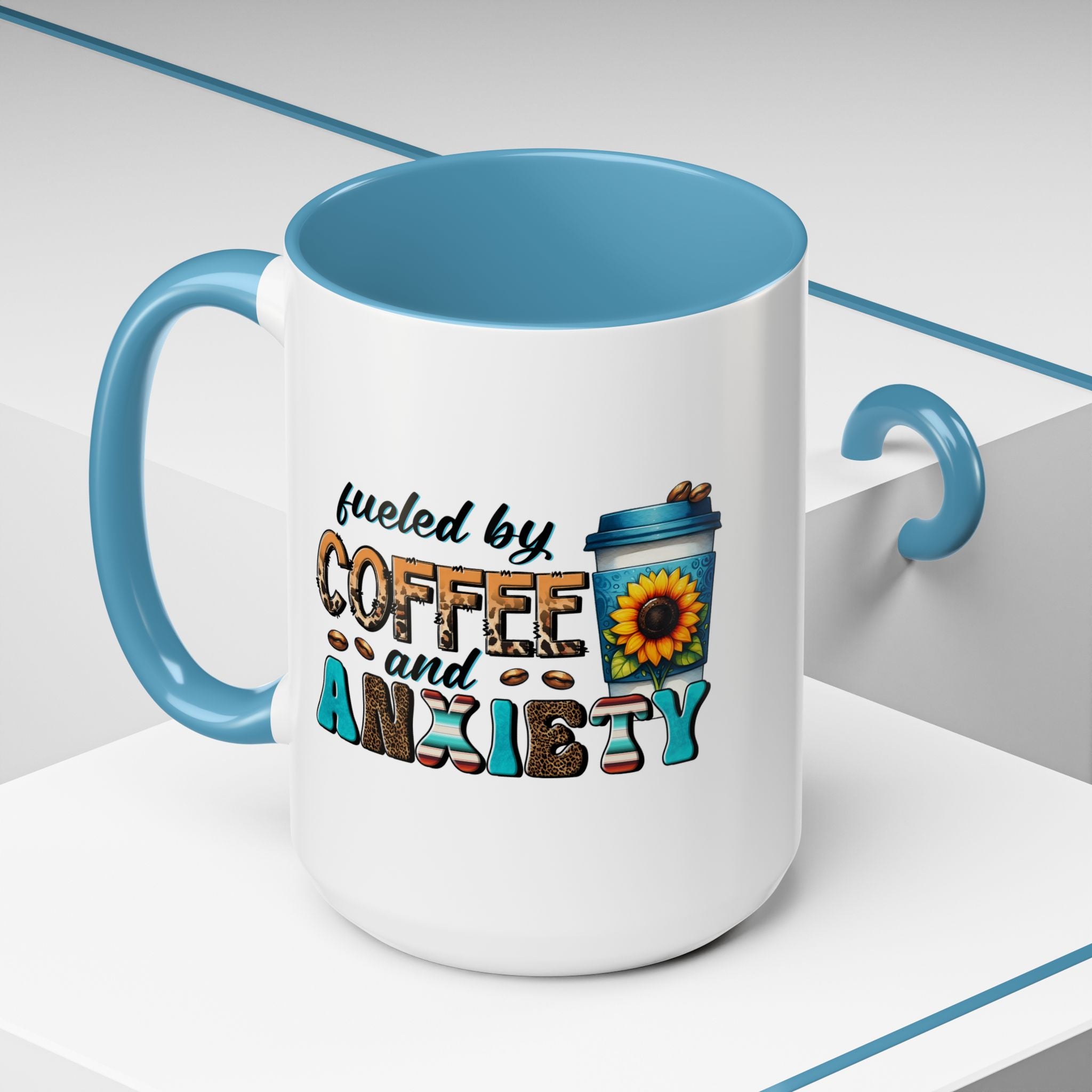 Fueled by Coffee and Anxiety Mug, Fun Coffee Cup, Gift for Coffee Lovers