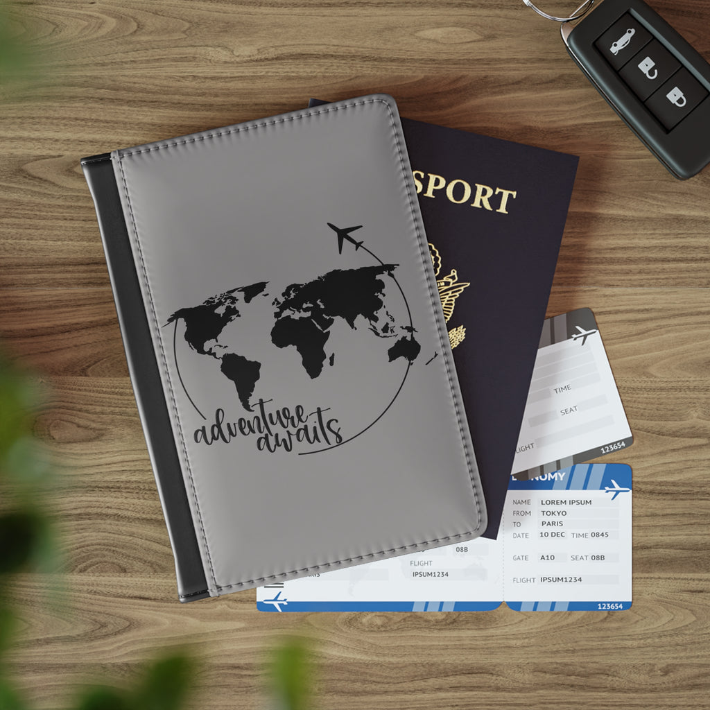 Adventure Awaits Passport Cover, Cute Travel Wallet for Women/Men, Holiday Travel Gift, Passport Holder, Travel Document Organizer