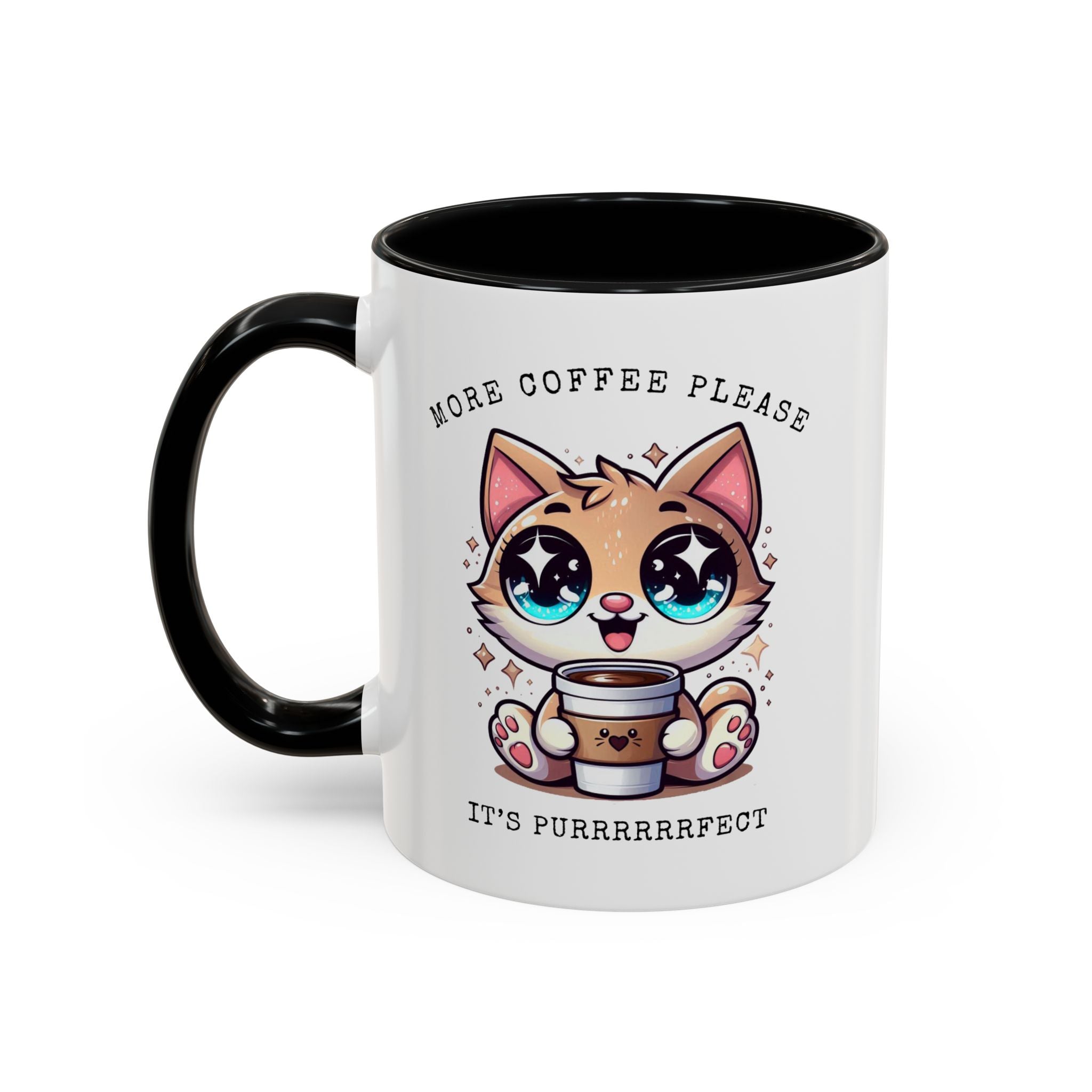 Cute Cat Coffee Mug - More Coffee Please, Adorable Gift for Cat Lovers, Fun Kitchen Decor, Perfect for Birthdays or Holidays