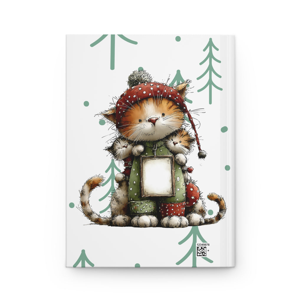 Festive Hardcover Journal, Jingle All The Way but first Coffee, Coffee Lovers Journal, Holiday Gift Notebook, Cute Cat Design Diary