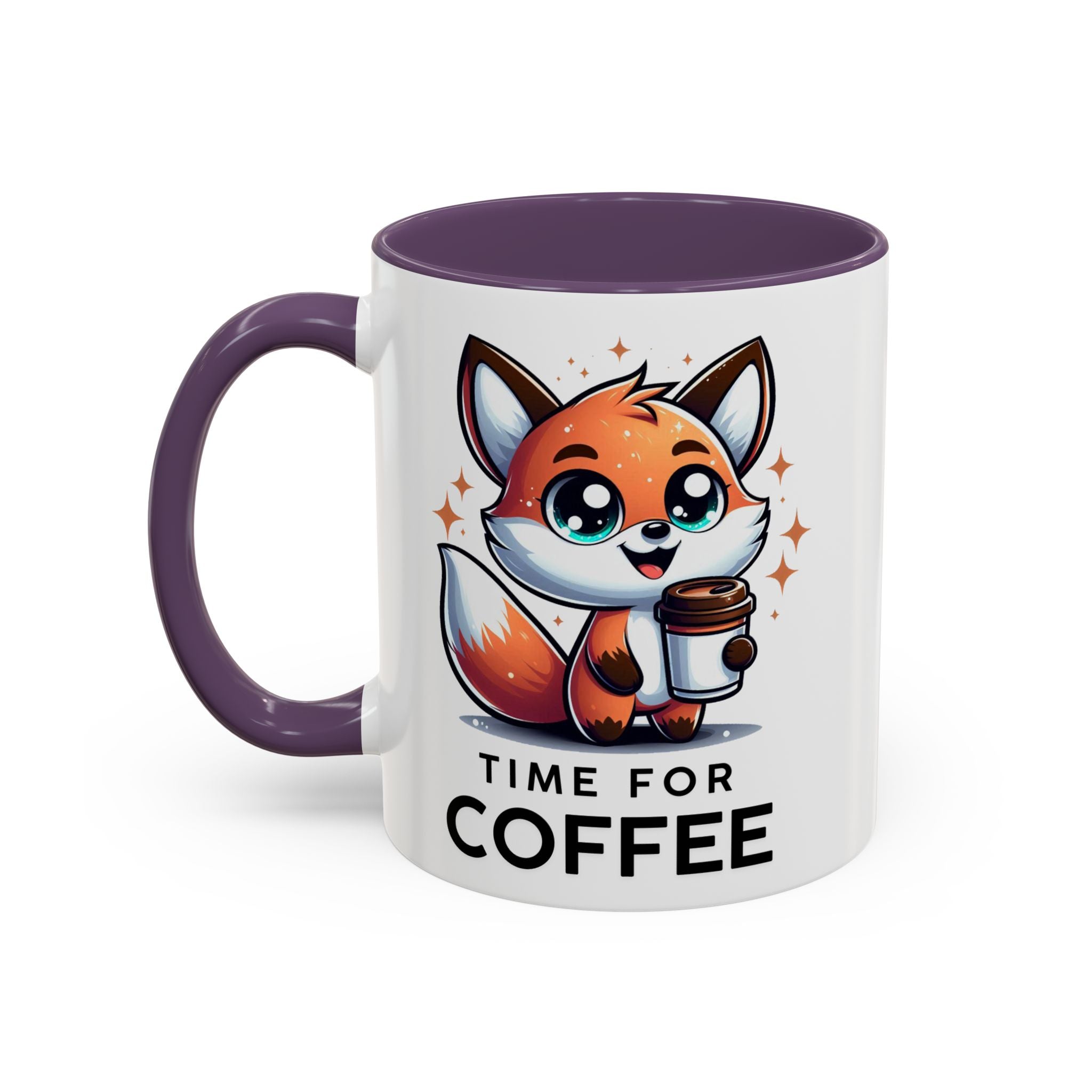 Cute Fox Coffee Mug - Time for Coffee, Animal Lover Gift, Fun Kitchenware, Personalize for Birthdays, Office Decor