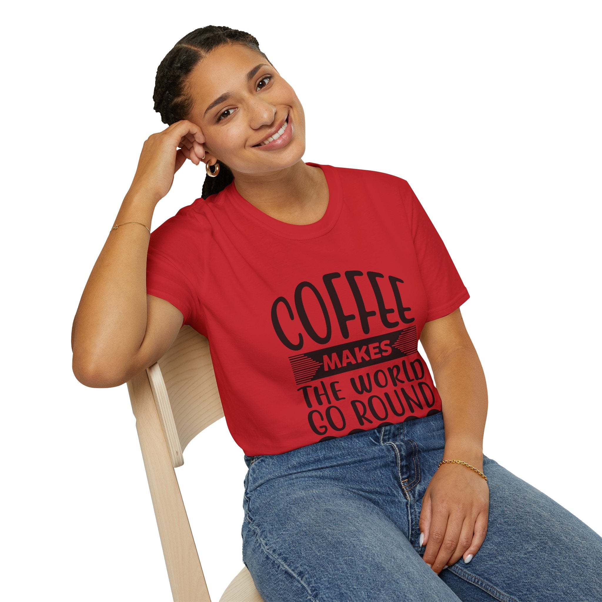 Coffee makes the World go Round Unisex T-Shirt, Funny Coffee Sayings Tee, Coffee Lovers T-Shirt