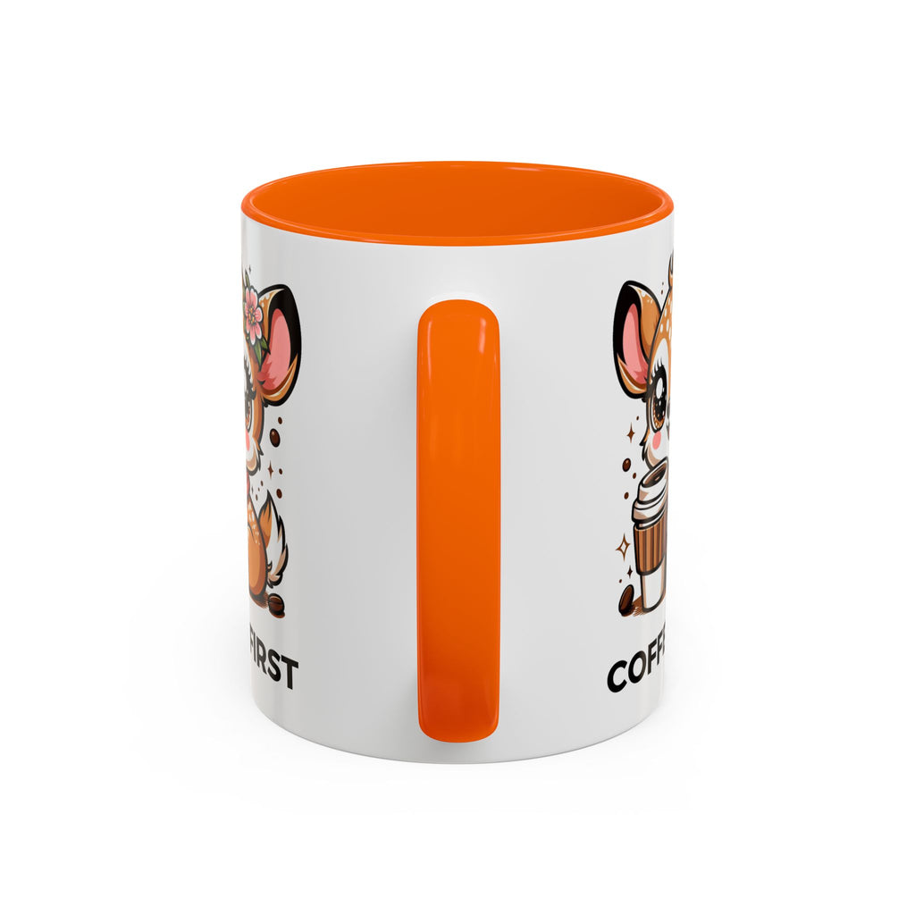 Cute Coffee Mug, Coffee First, Animal Lover Gift, Kawaii Mug, Adorable Animal Coffee Cup