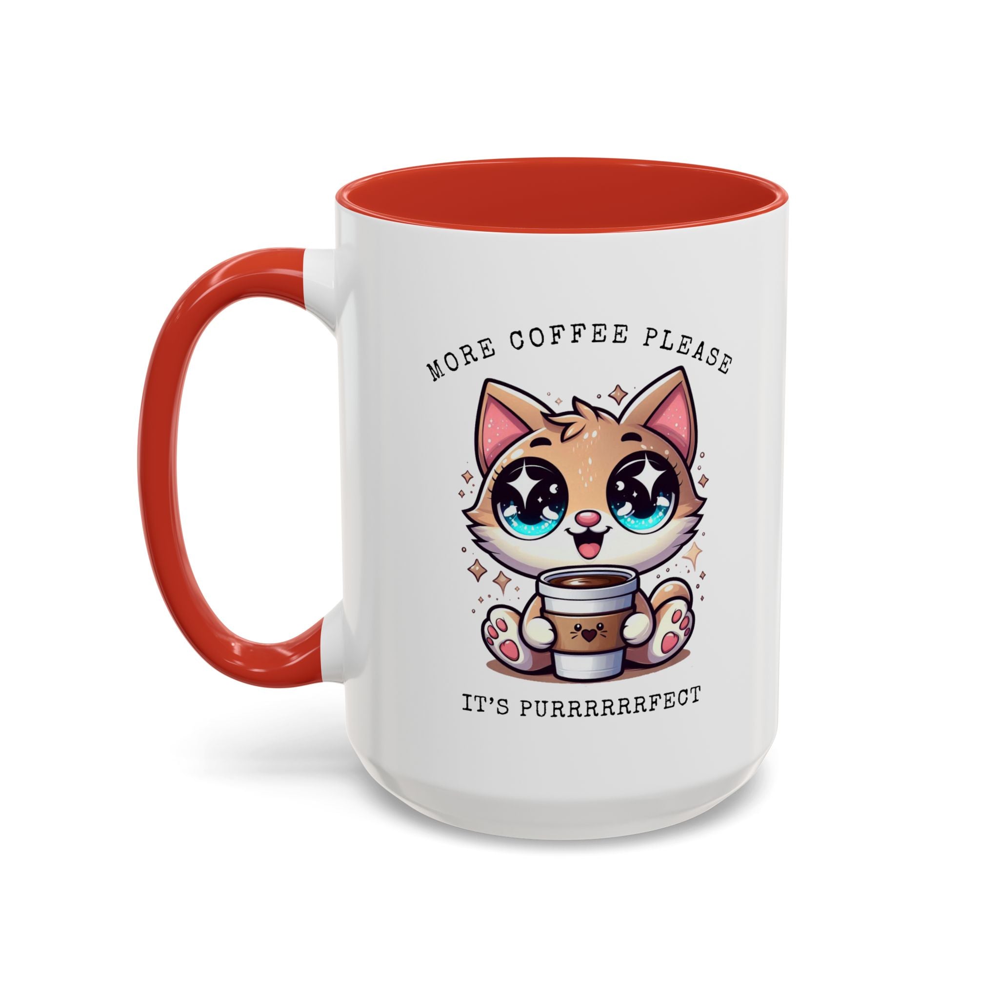Cute Cat Coffee Mug - More Coffee Please, Adorable Gift for Cat Lovers, Fun Kitchen Decor, Perfect for Birthdays or Holidays
