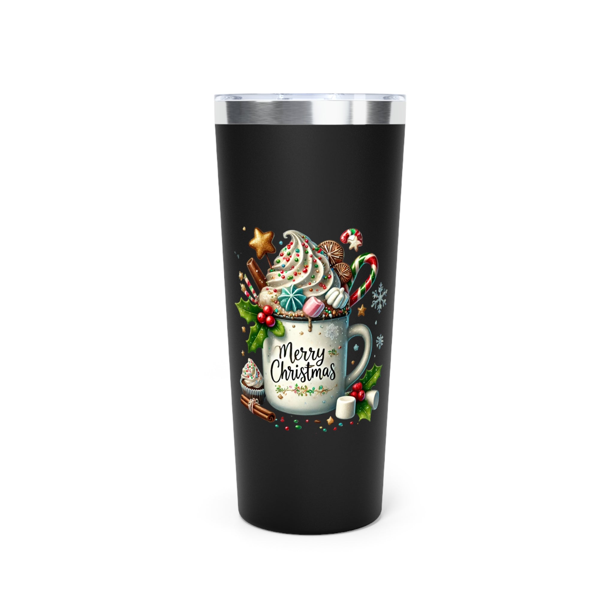 Christmas Tumbler - Merry Christmas Insulated Travel Mug, Holiday Gift, Unique Coffee Cup, Seasonal Drinkware, Winter Decor