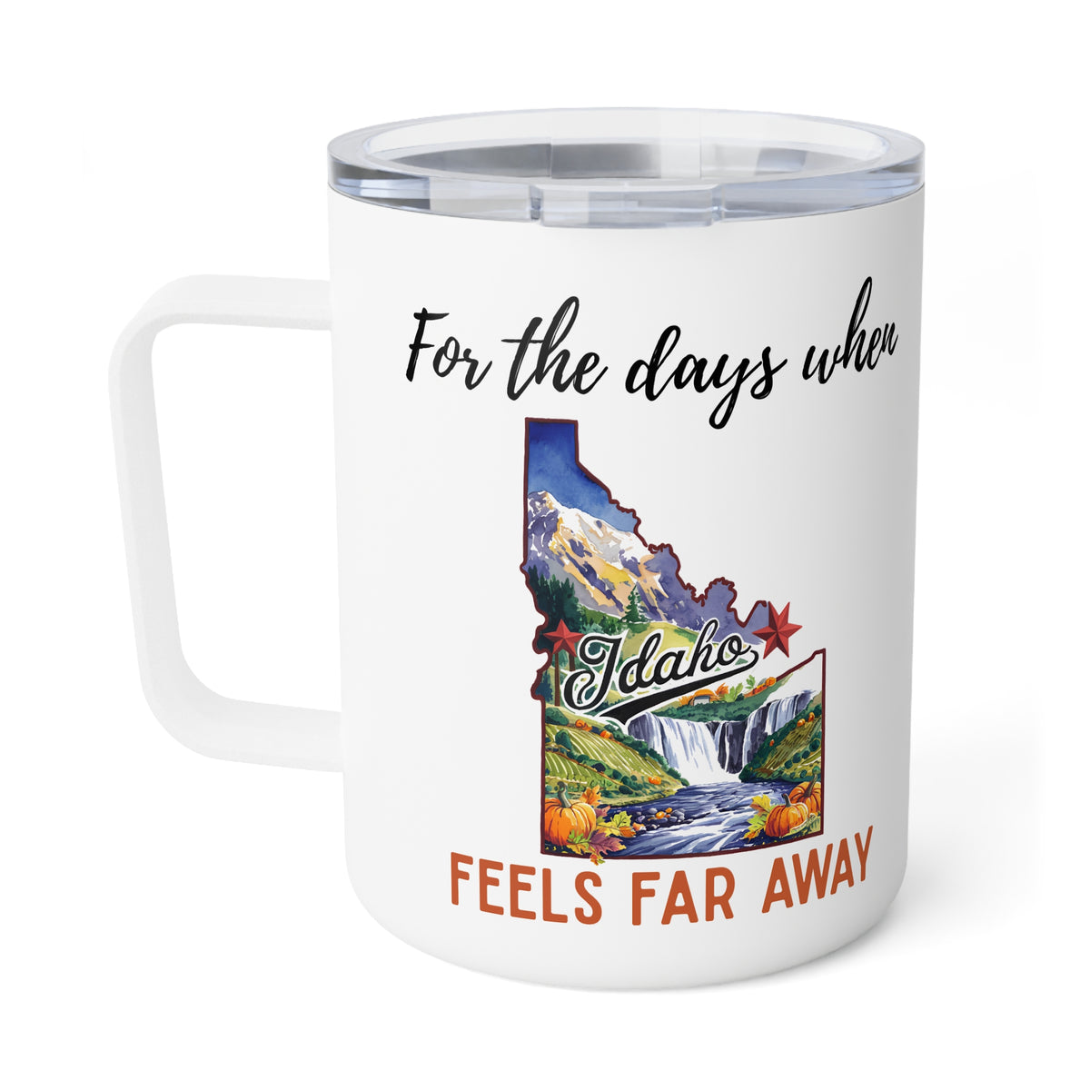 Idaho feels far away Insulated Coffee Mug, Missing Idaho Coffee tumbler, Homesick Mug