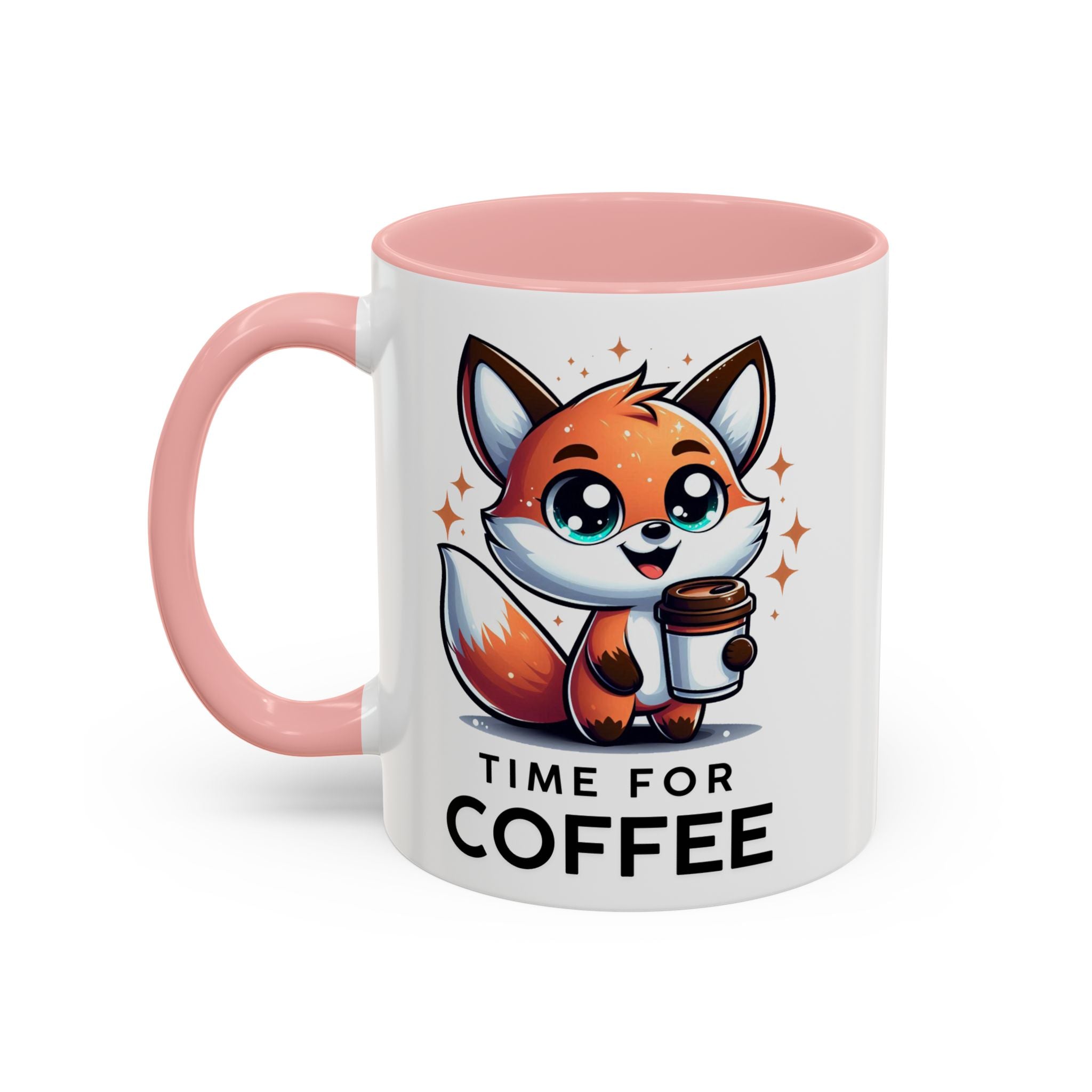 Cute Fox Coffee Mug - Time for Coffee, Animal Lover Gift, Fun Kitchenware, Personalize for Birthdays, Office Decor