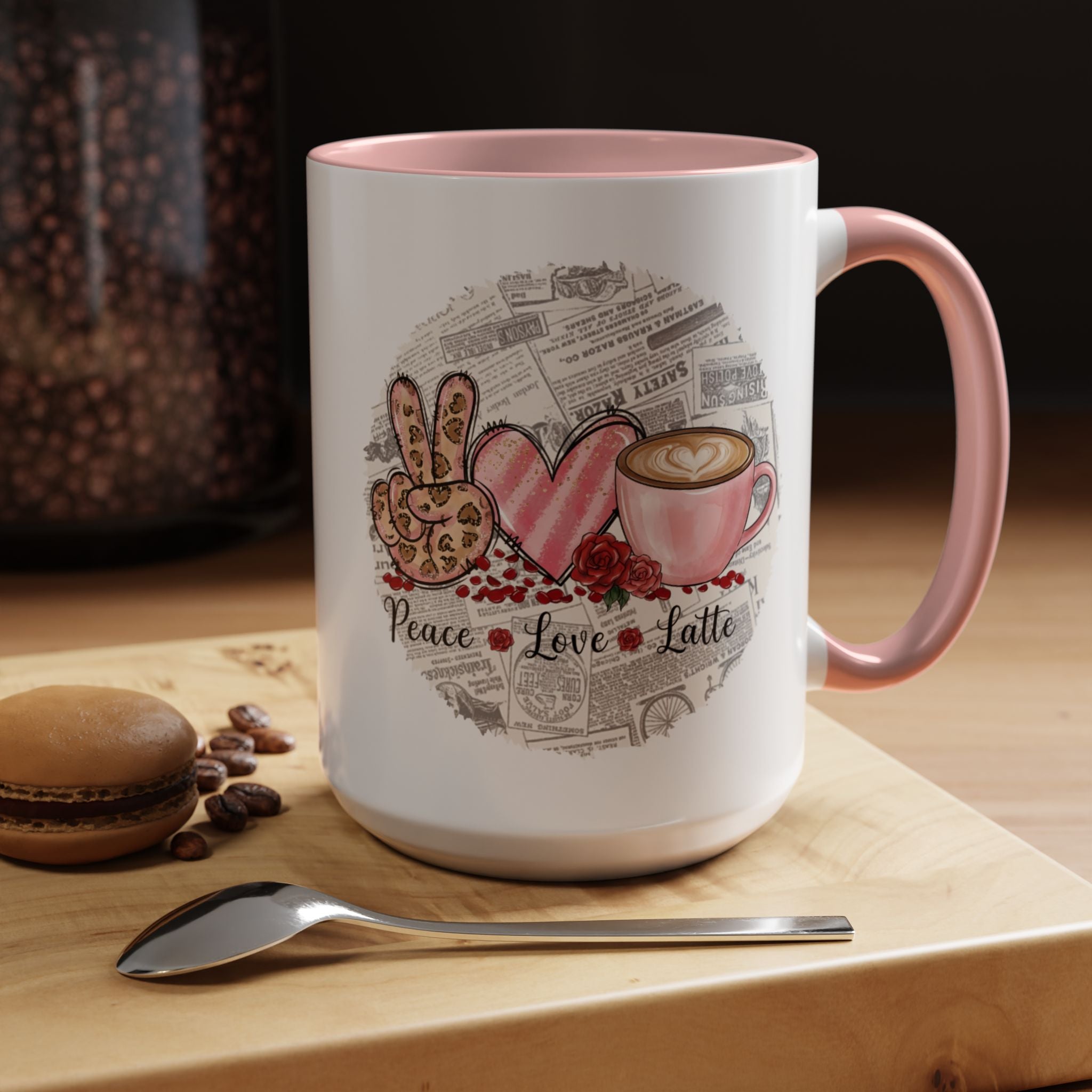 Peace Love Latte Coffee Mug (11, 15oz), Mug for Coffee Lovers, Gift for her for him, Coworker gift ideas, Valentine Coffee Mug, Cute Mug