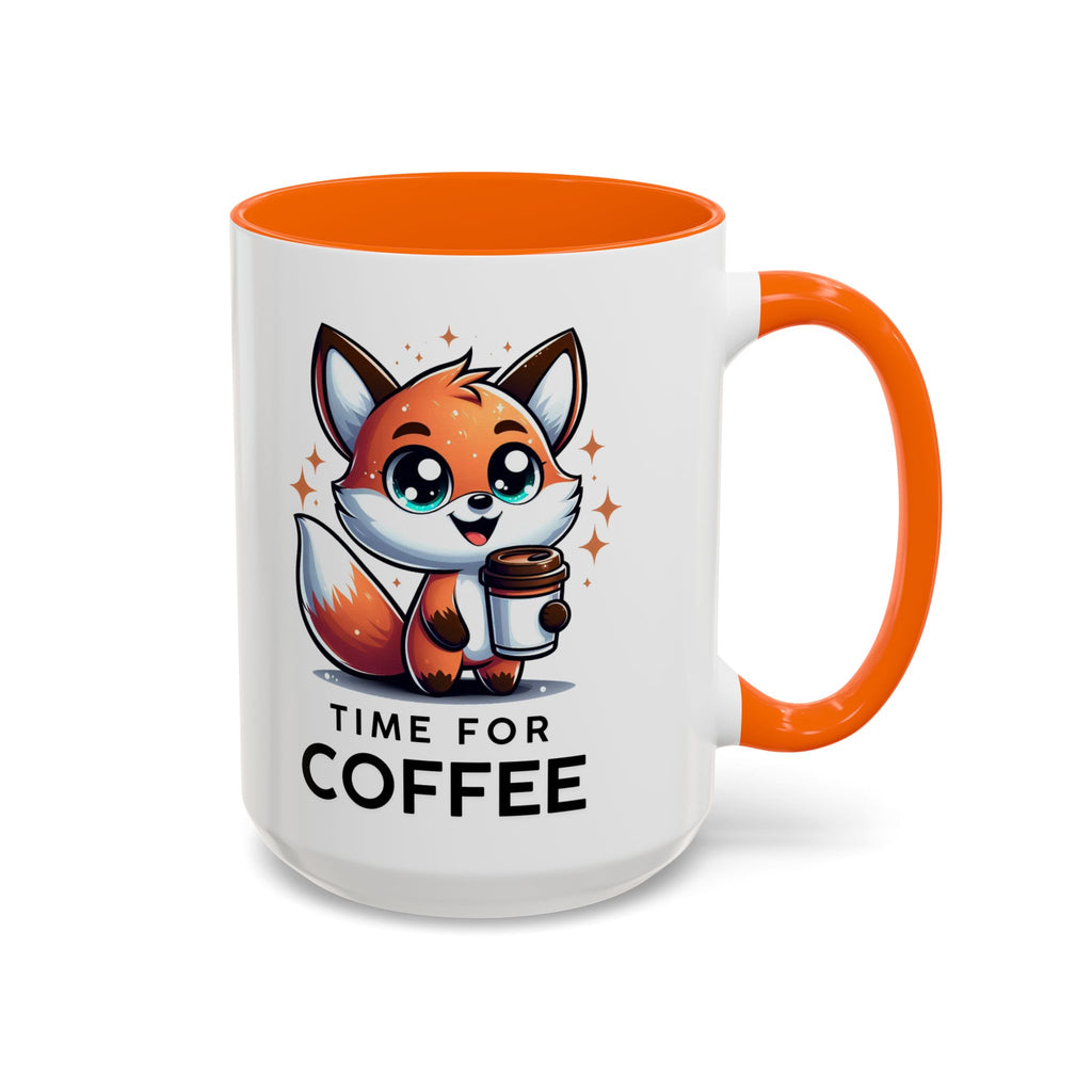 Cute Fox Coffee Mug - Time for Coffee, Animal Lover Gift, Fun Kitchenware, Personalize for Birthdays, Office Decor
