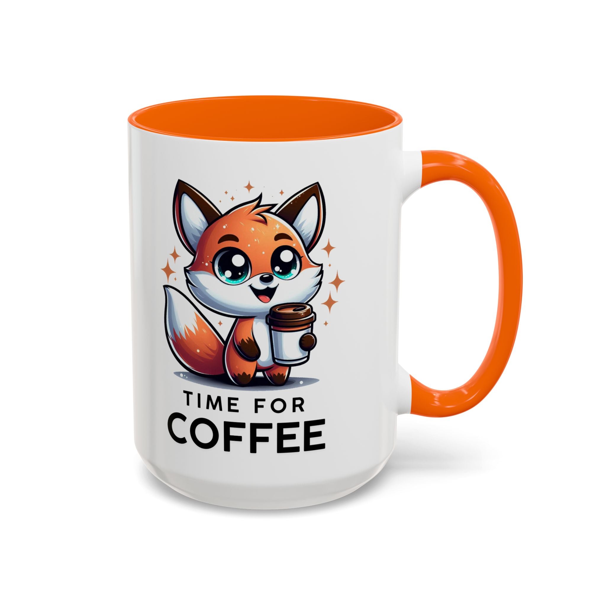 Cute Fox Coffee Mug - Time for Coffee, Animal Lover Gift, Fun Kitchenware, Personalize for Birthdays, Office Decor