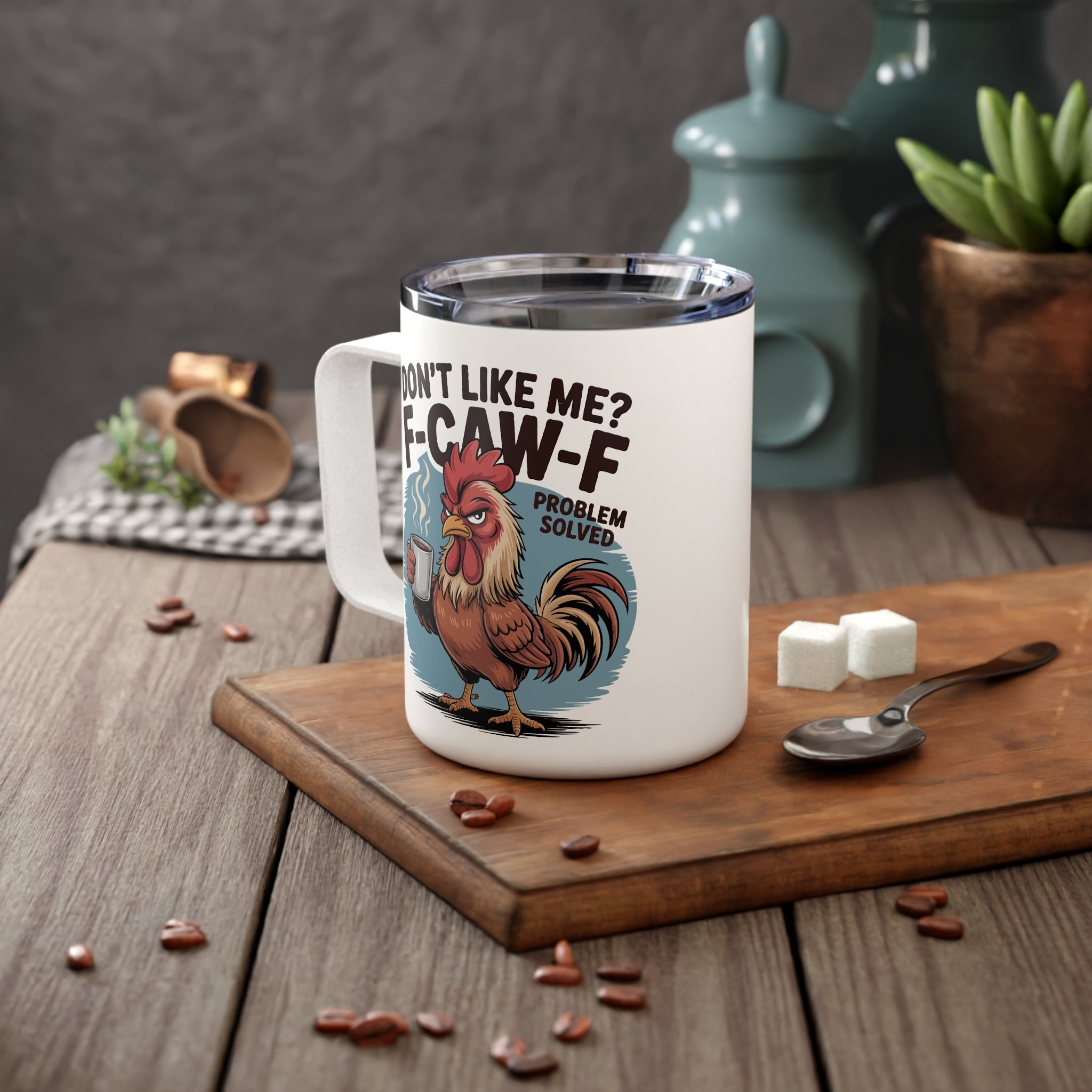 Don't like me? Insulated Coffee Mug, Rooster Tumbler, Funny Coffee Cup