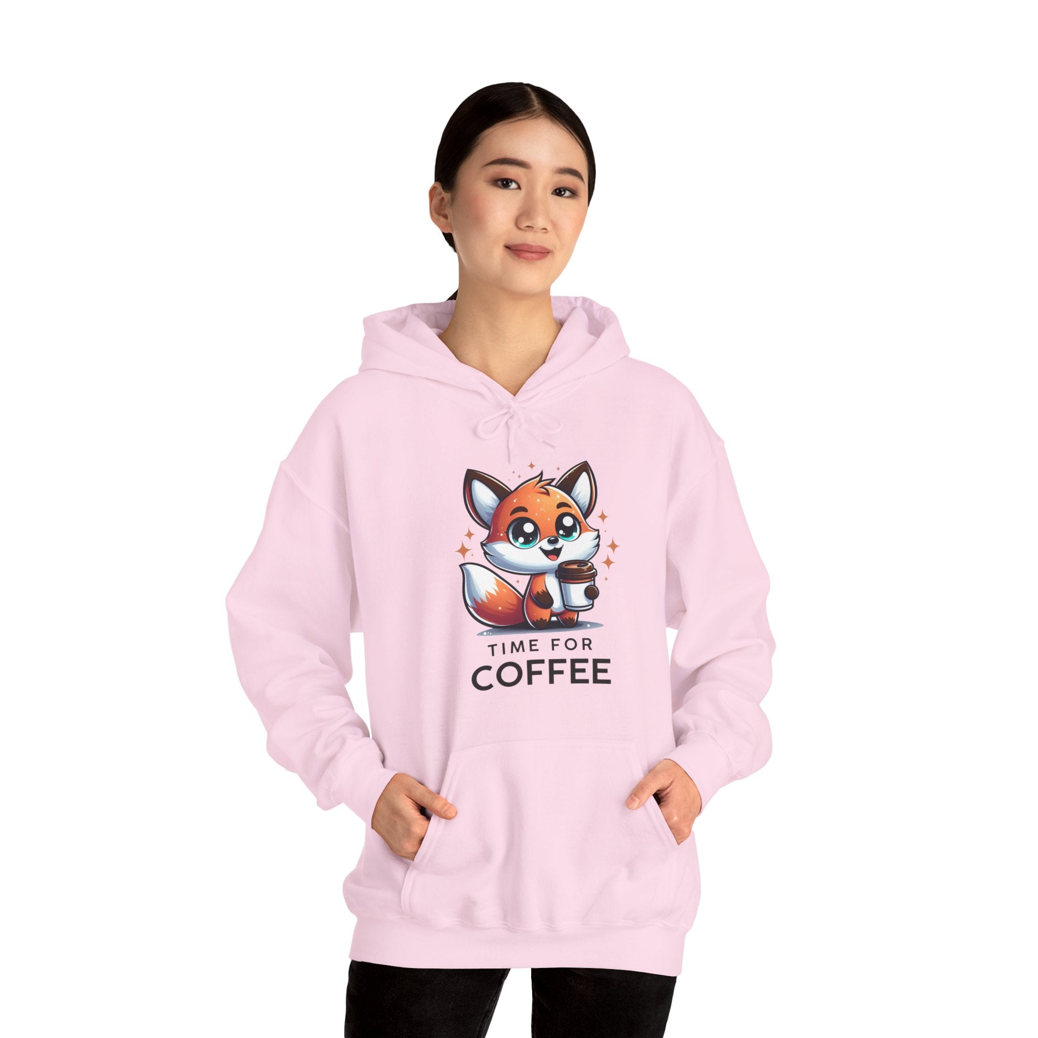 Cozy Fox Coffee Sweatshirt, Unisex Hoodie, Cute Animal Apparel, Gift for Fox Lovers, Morning Routine Sweatshirt