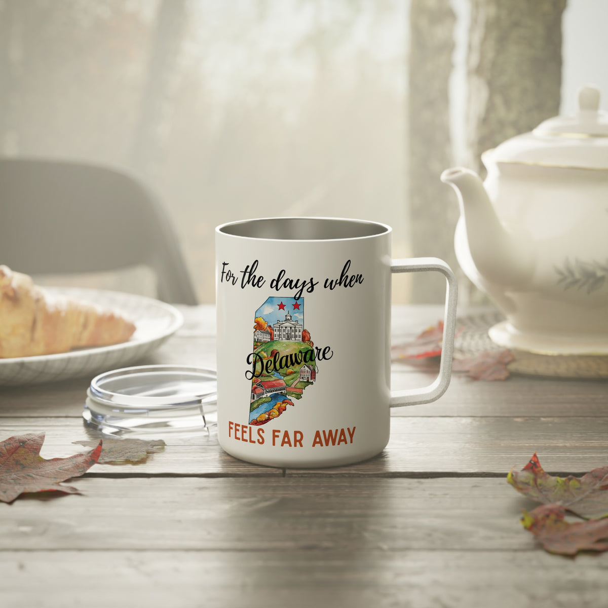 Delaware feels far away Insulated Coffee Mug, Missing Delaware Coffee tumbler, Homesick Mug