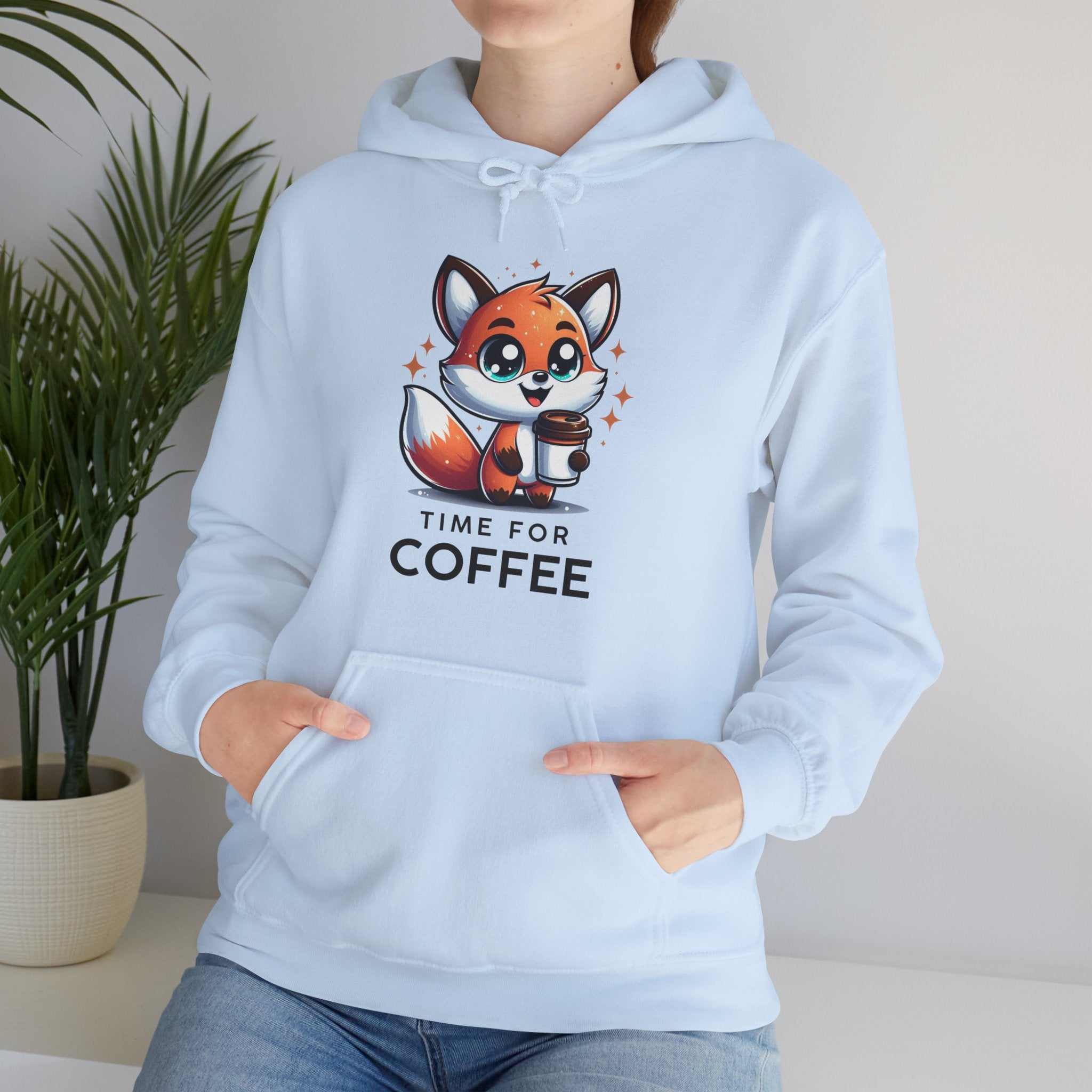 Cozy Fox Coffee Sweatshirt, Unisex Hoodie, Cute Animal Apparel, Gift for Fox Lovers, Morning Routine Sweatshirt