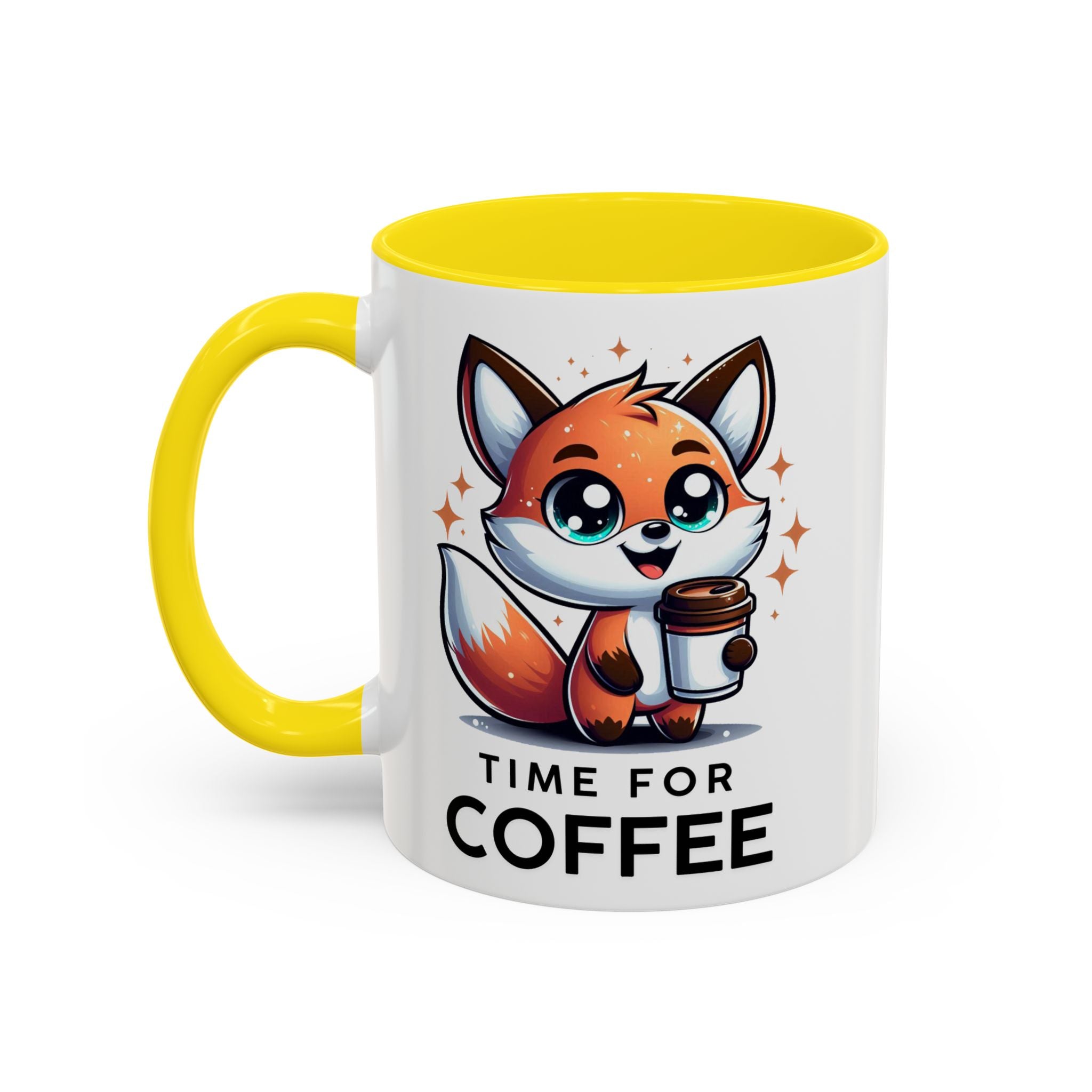 Cute Fox Coffee Mug - Time for Coffee, Animal Lover Gift, Fun Kitchenware, Personalize for Birthdays, Office Decor