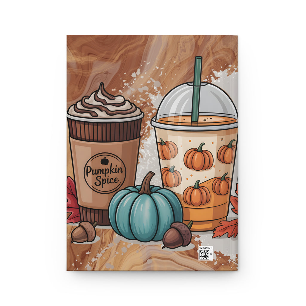 Autumn-Themed Hardcover Journal with Pumpkin Spice Design, Coffee Lovers Journal, Fall Journal, Gift for Writers, Thanksgiving Journal