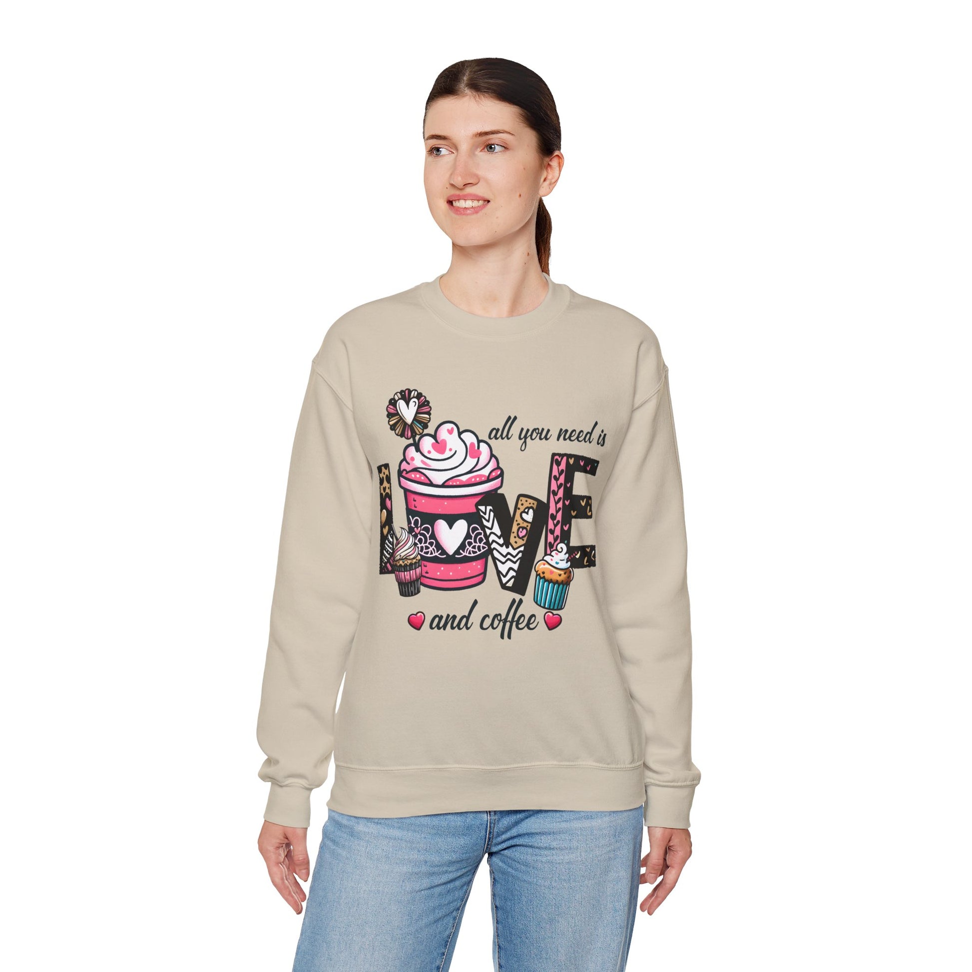 All you need is Love and Coffee Sweatshirt, Coffee Lovers Unisex Heavy Blend™ Crewneck Sweatshirt, Coffee Lovers Sweatshirt