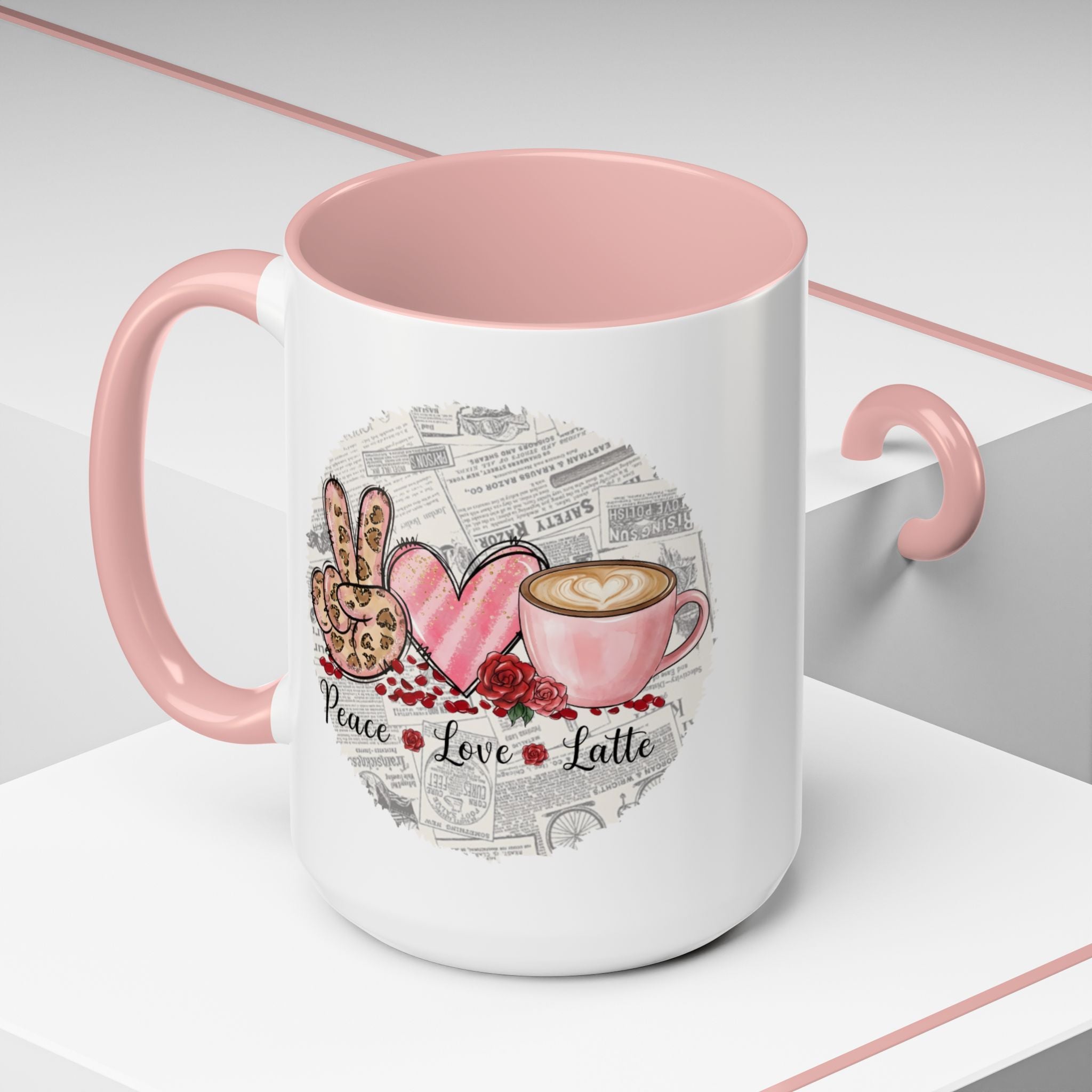 Peace Love Latte Coffee Mug (11, 15oz), Mug for Coffee Lovers, Gift for her for him, Coworker gift ideas, Valentine Coffee Mug, Cute Mug